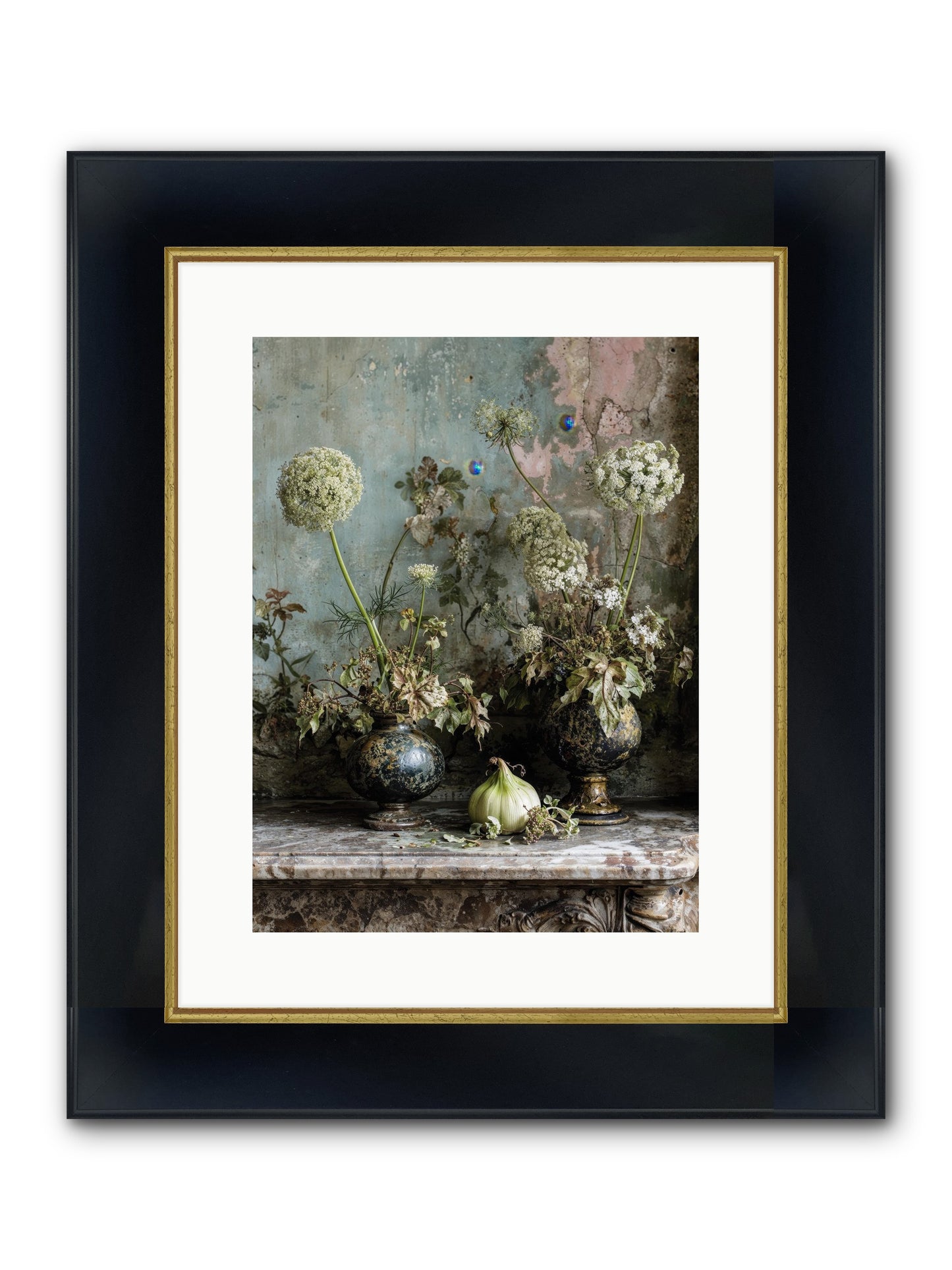 Goldfade Framed Print - Wide Black w/Gold 12x16
