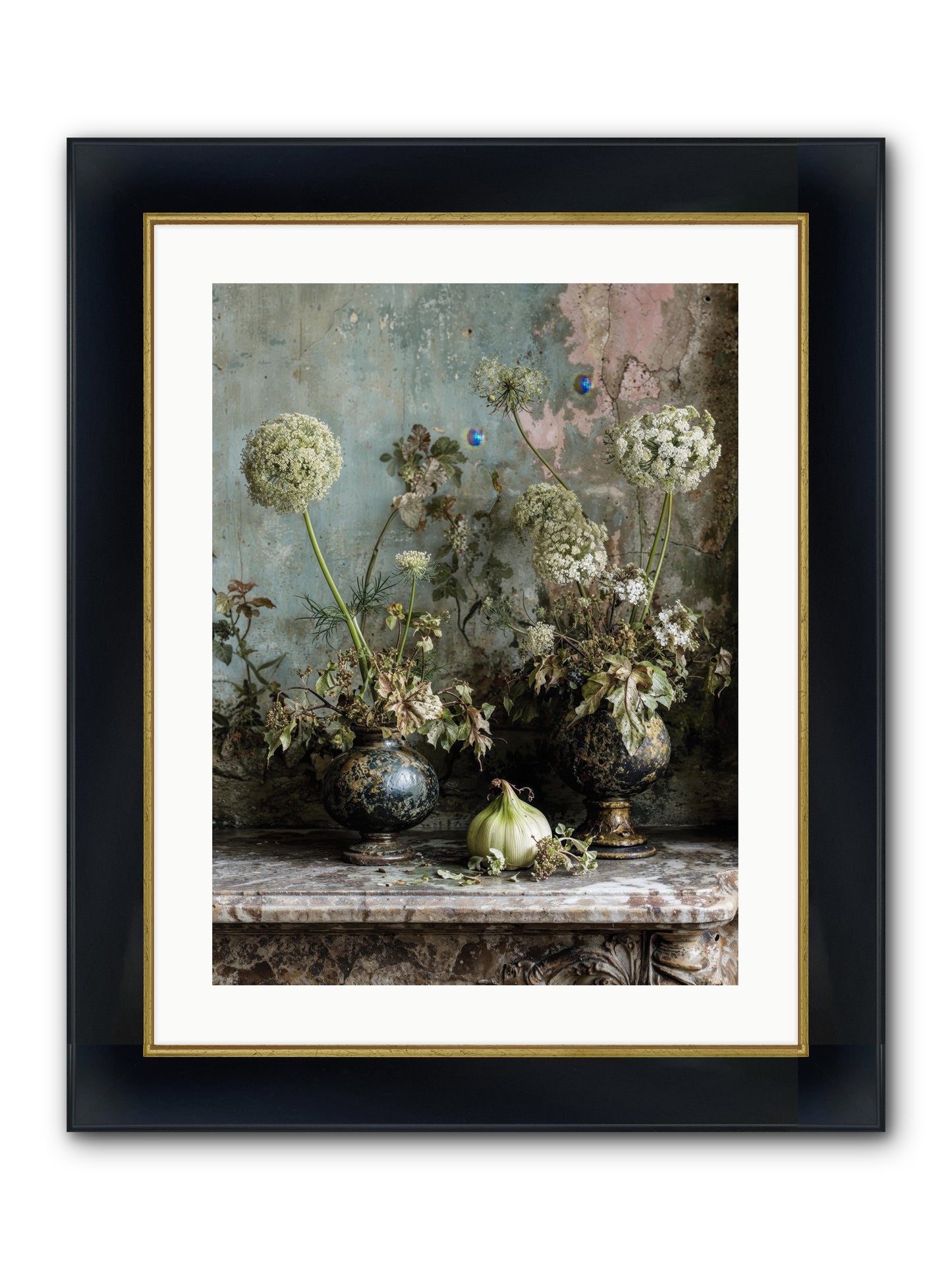 Goldfade Framed Print - Wide Black w/Gold 18x24