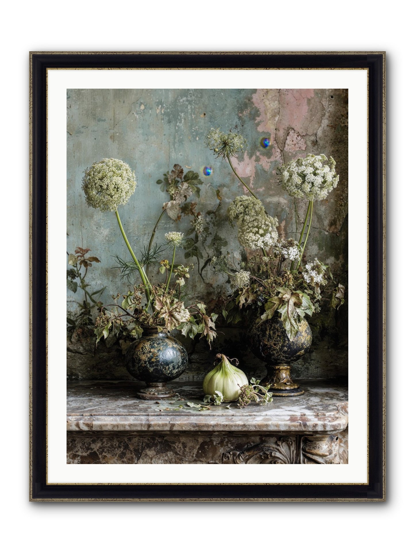 Goldfade Framed Print - Black & Gold 30x40