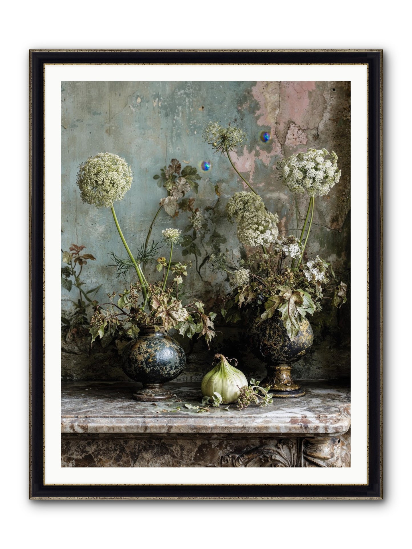 Goldfade Framed Print - Black & Gold 36x48