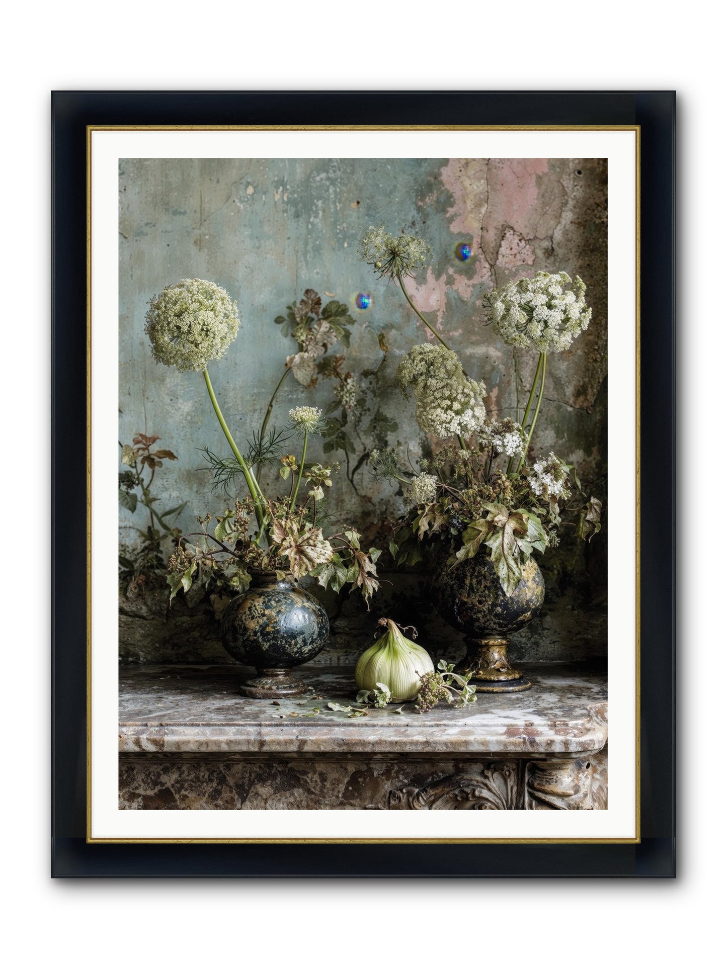 Goldfade Framed Print - Wide Black w/Gold 36x48