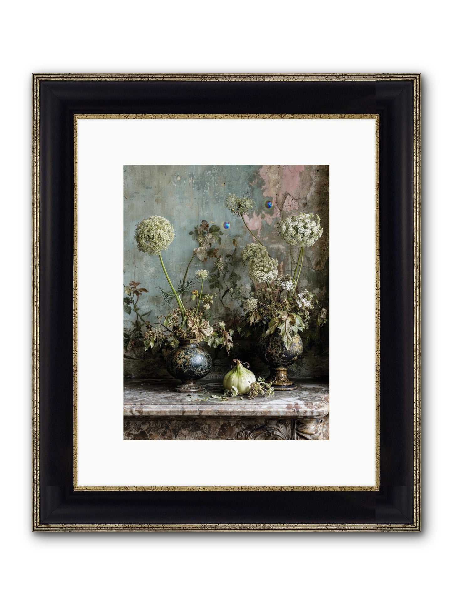 Goldfade Framed Print - Black & Gold 9x12
