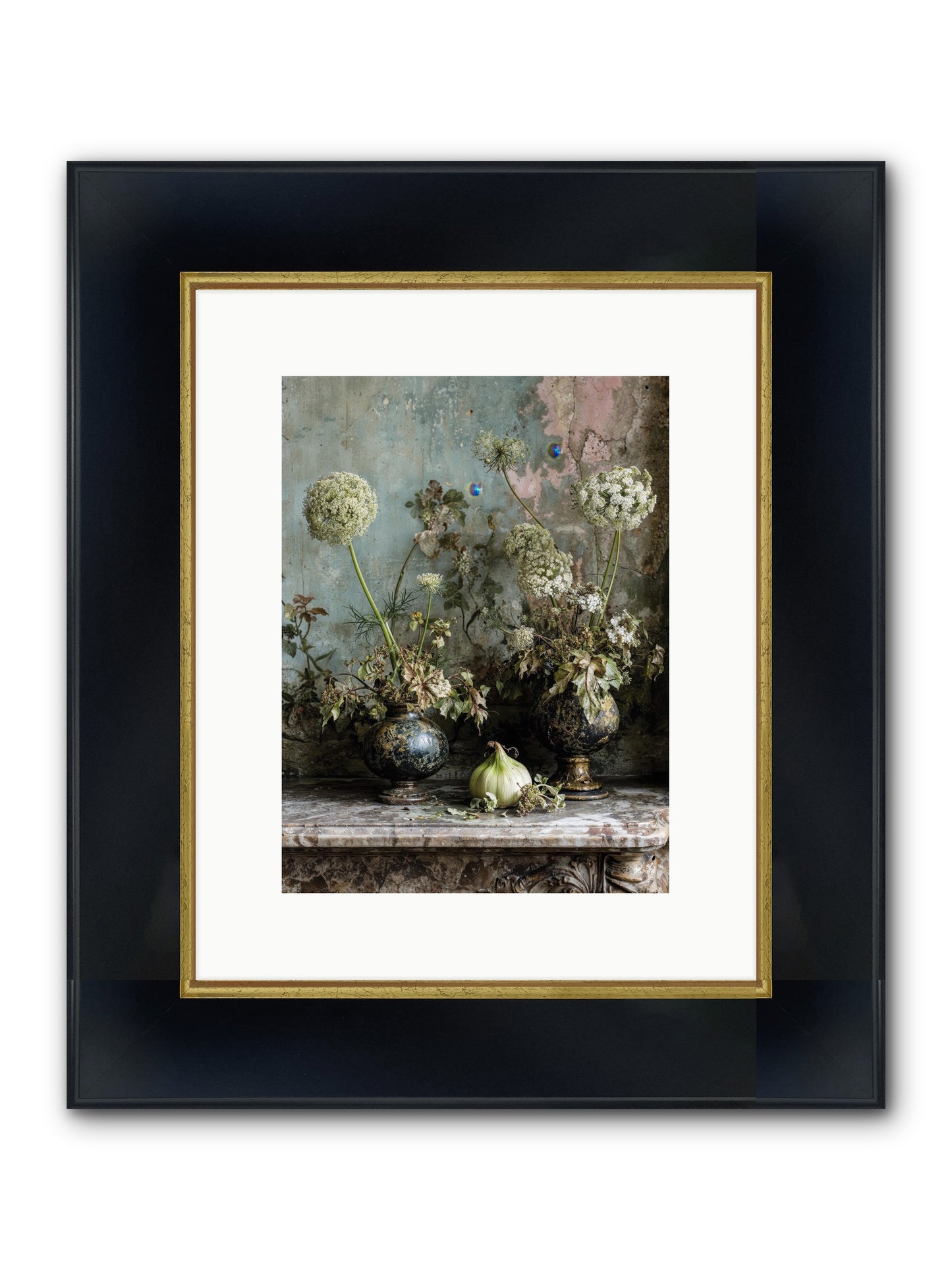 Goldfade Framed Print - Wide Black w/Gold 9x12