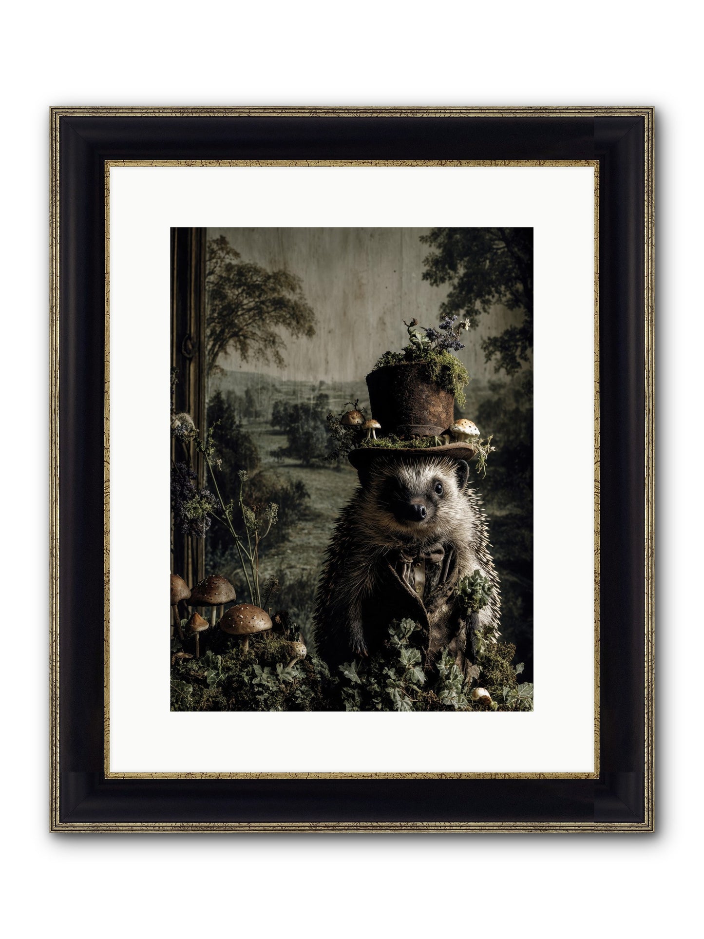 Goldfinch Framed Print - Black & Gold 12x16