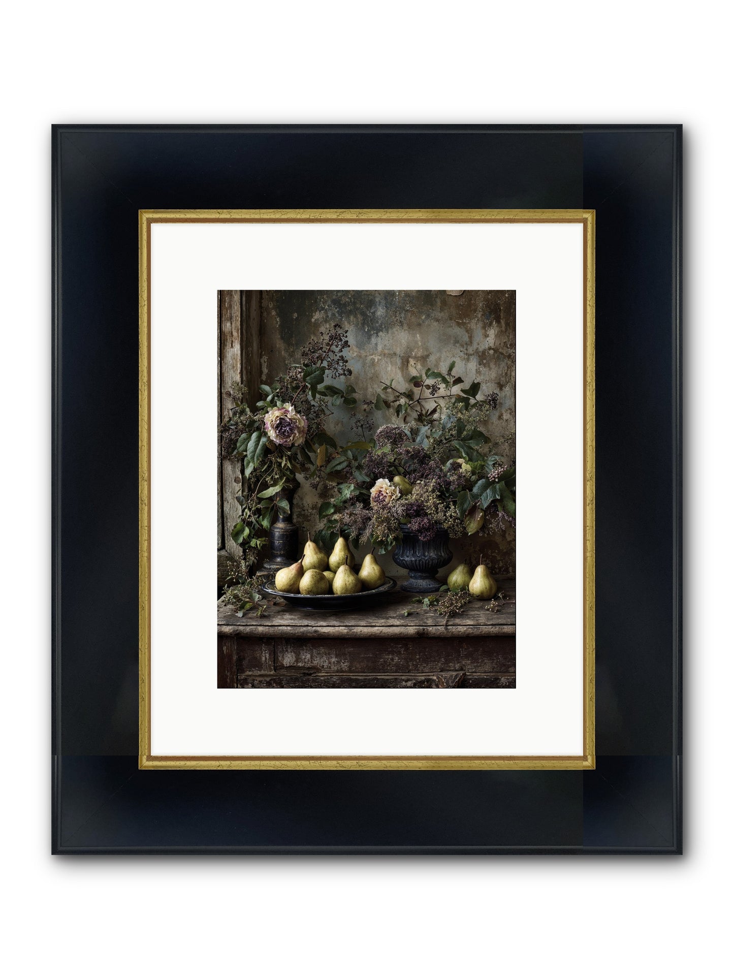 Goldlit Framed Print - Wide Black w/Gold 9x12