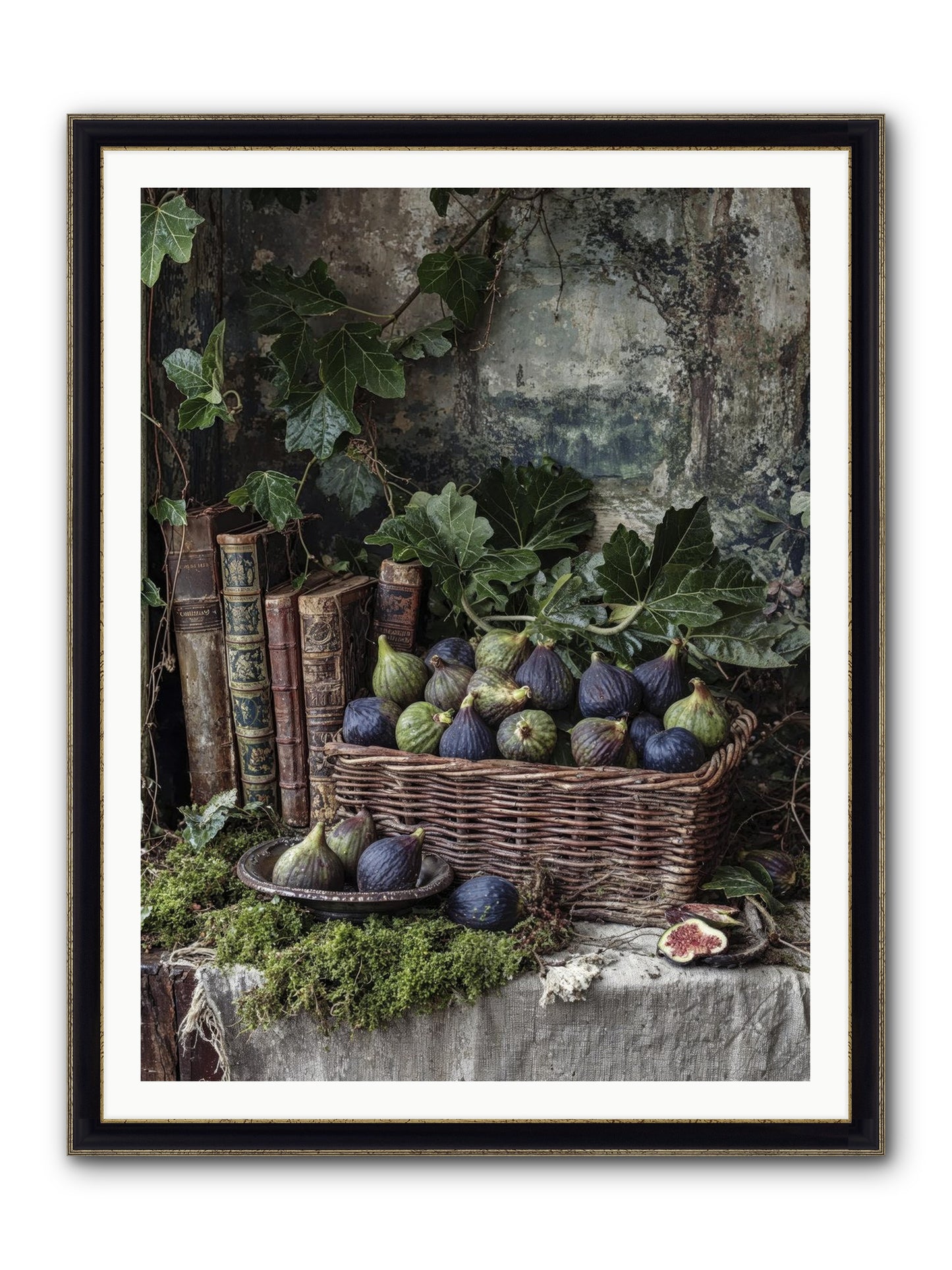 Grace Distilled Framed Print - Black & Gold 36x48