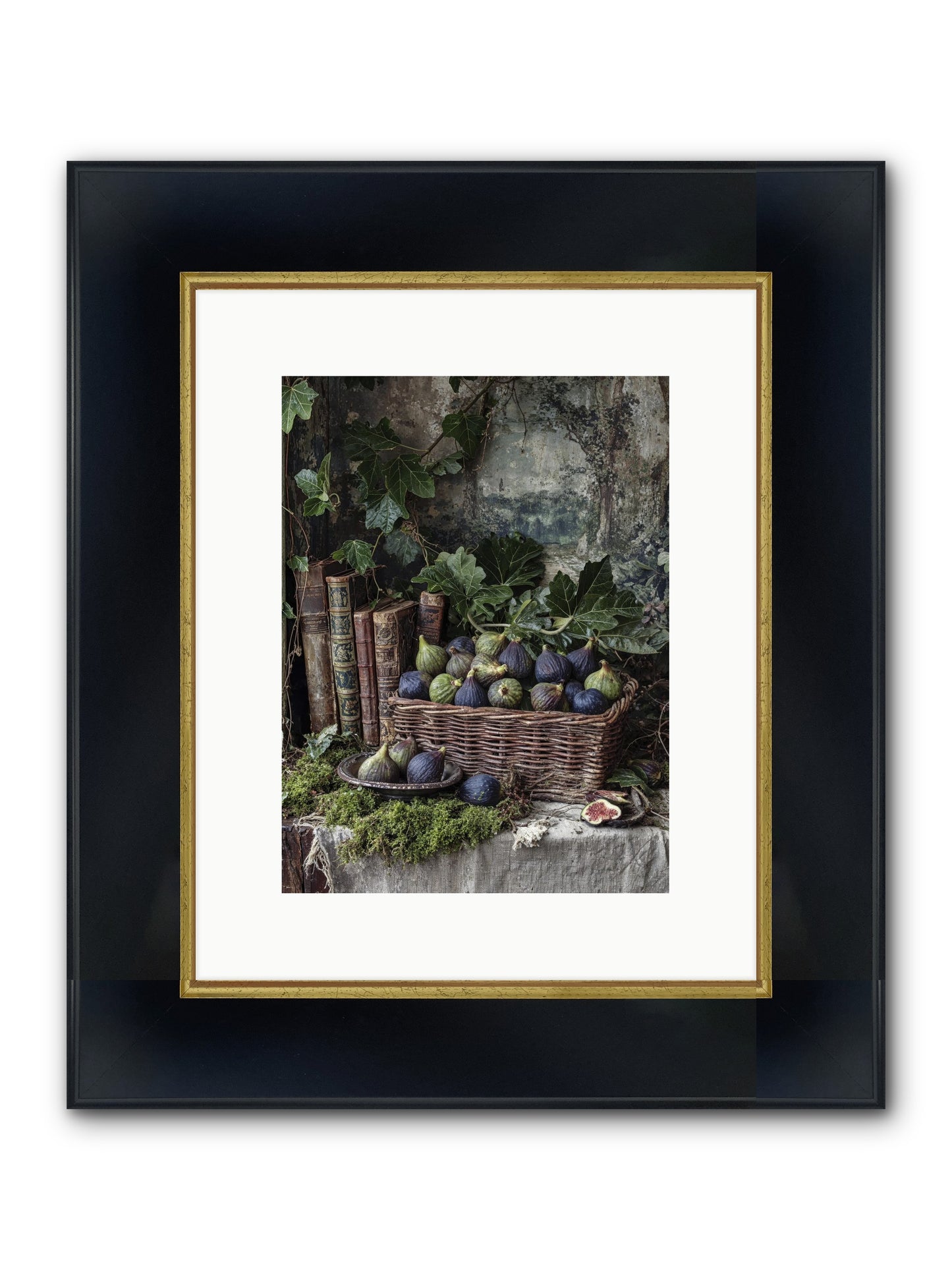 Grace Distilled Framed Print - Wide Black w/Gold 9x12