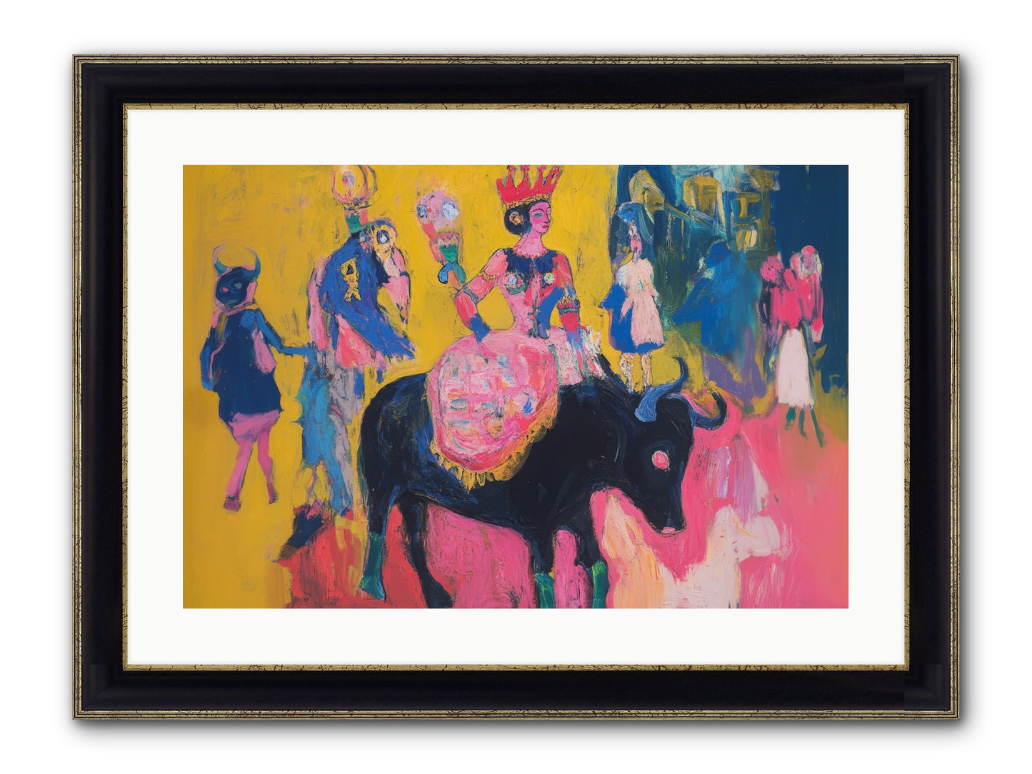 Grand Carnival Hour Framed Print - Black & Gold 24x16