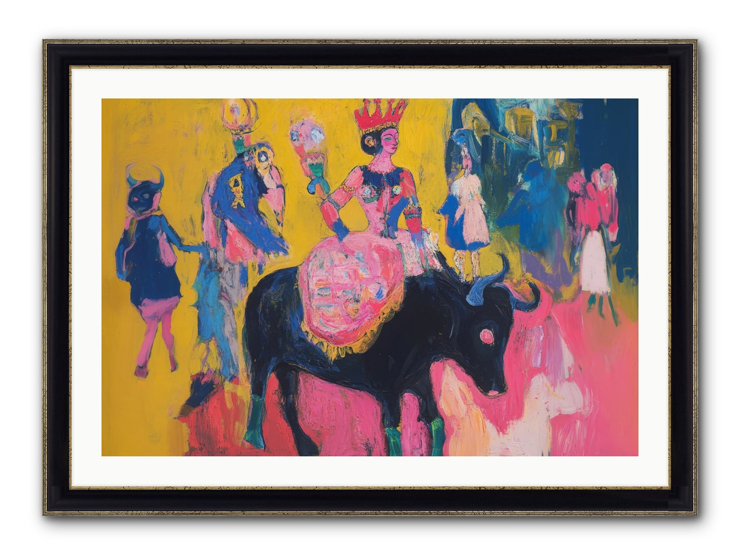 Grand Carnival Hour Framed Print - Black & Gold 36x24