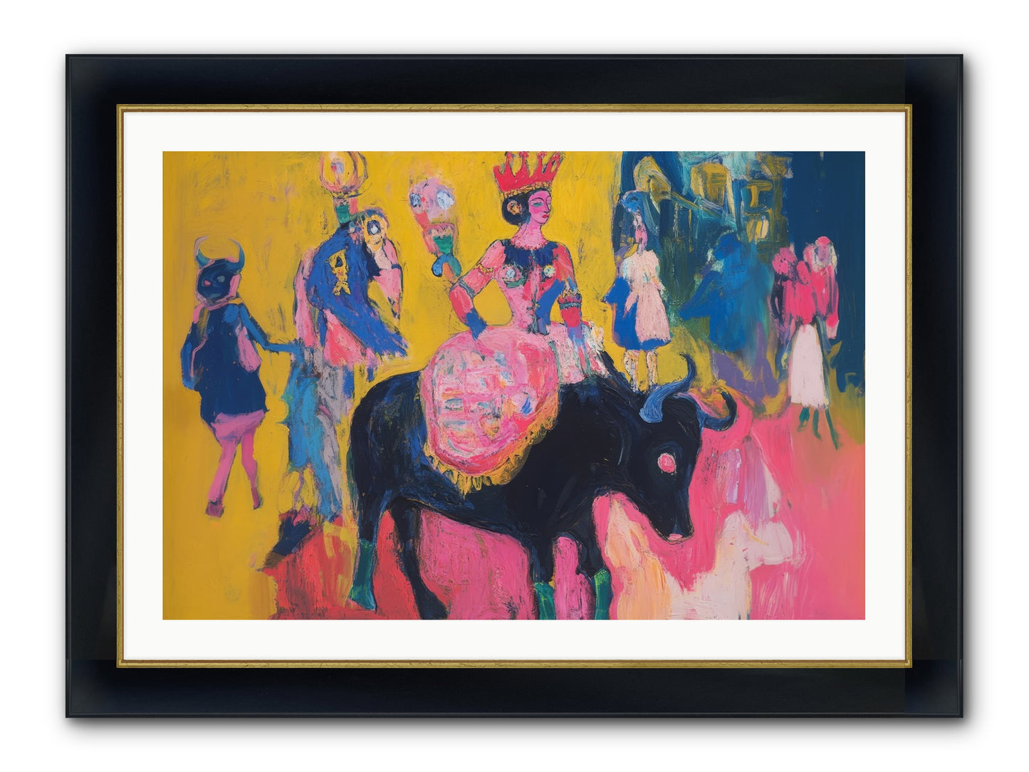 Grand Carnival Hour Framed Print - Wide Black w/Gold 36x24