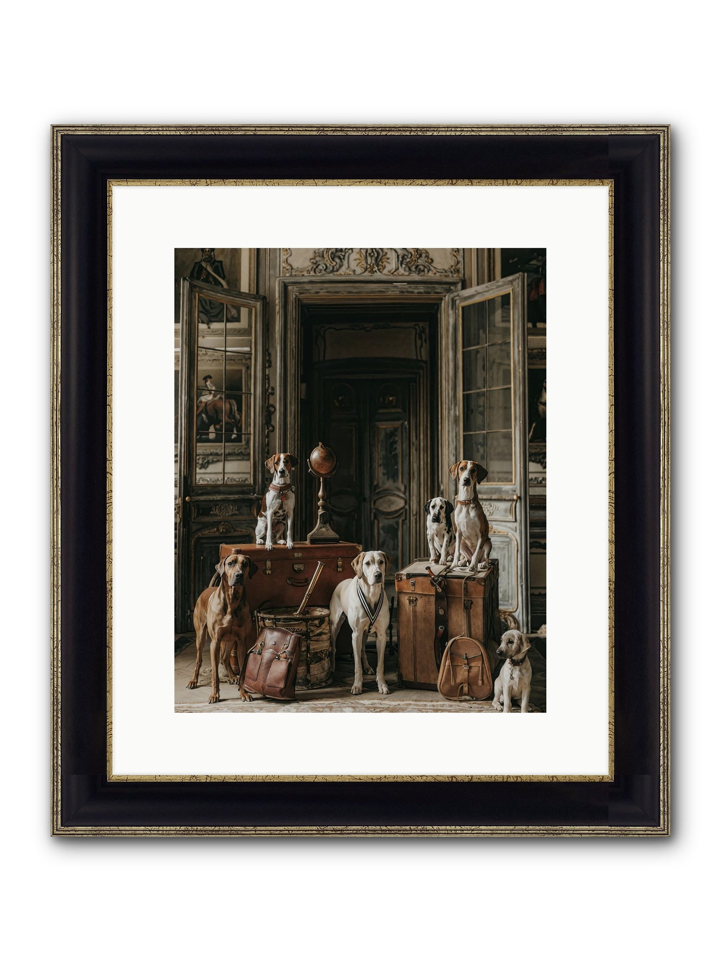 Grand Gathering Of Gentle Mutts Framed Print - Black & Gold 12x15