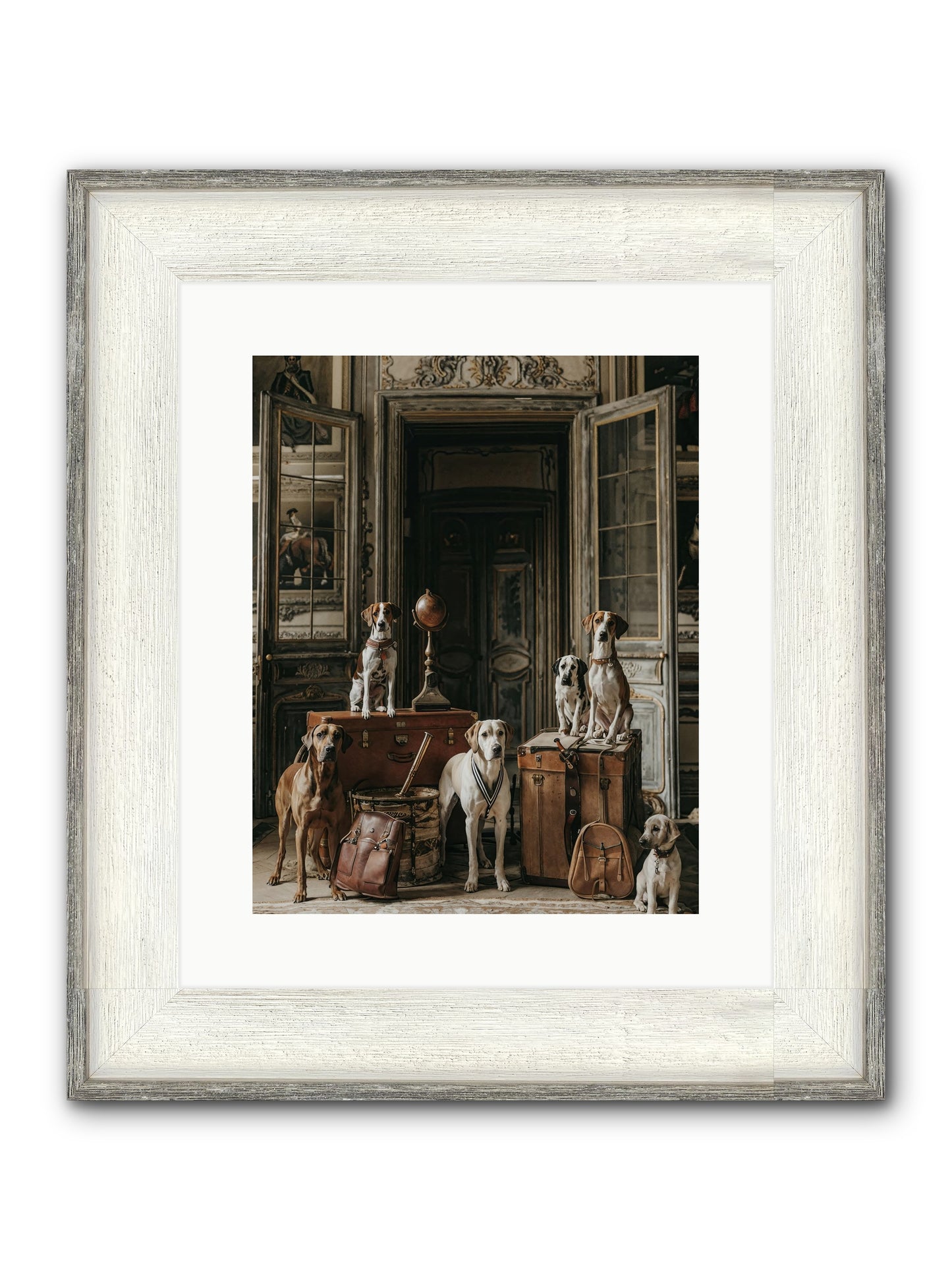Grand Gathering Of Gentle Mutts Framed Print - Driftwood White 12x15