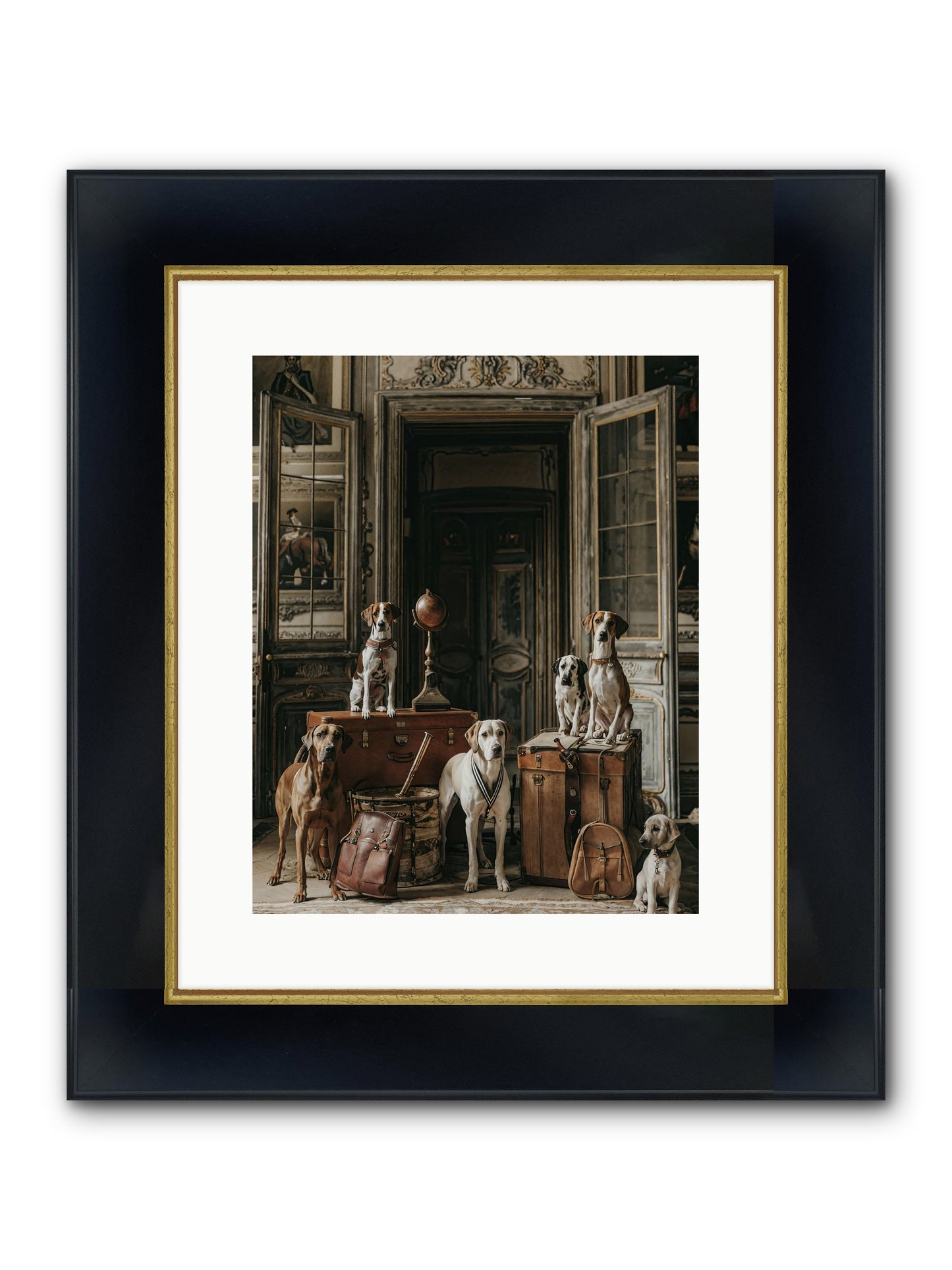 Grand Gathering Of Gentle Mutts Framed Print - Wide Black w/Gold 12x15