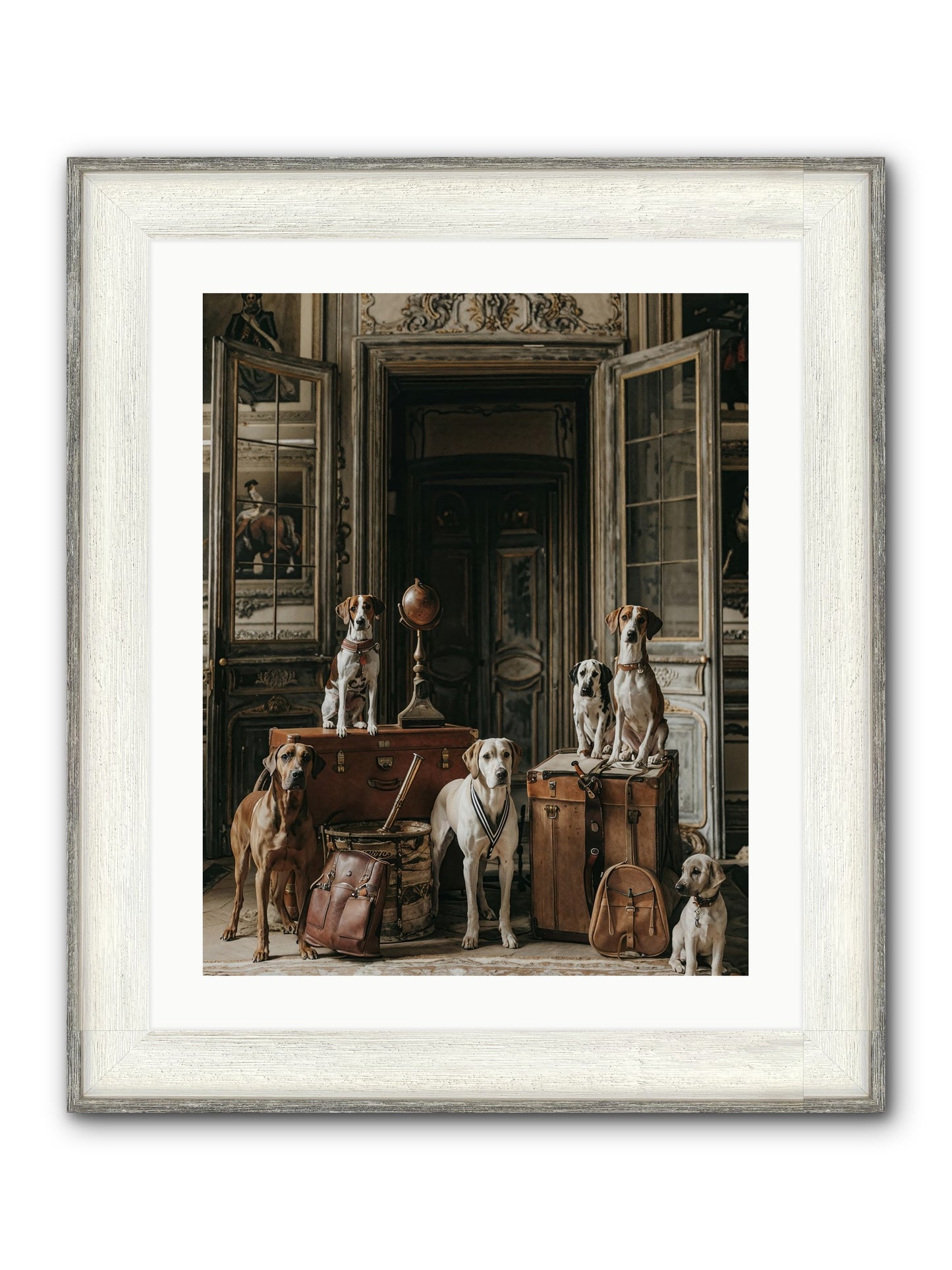 Grand Gathering Of Gentle Mutts Framed Print - Driftwood White 20x25