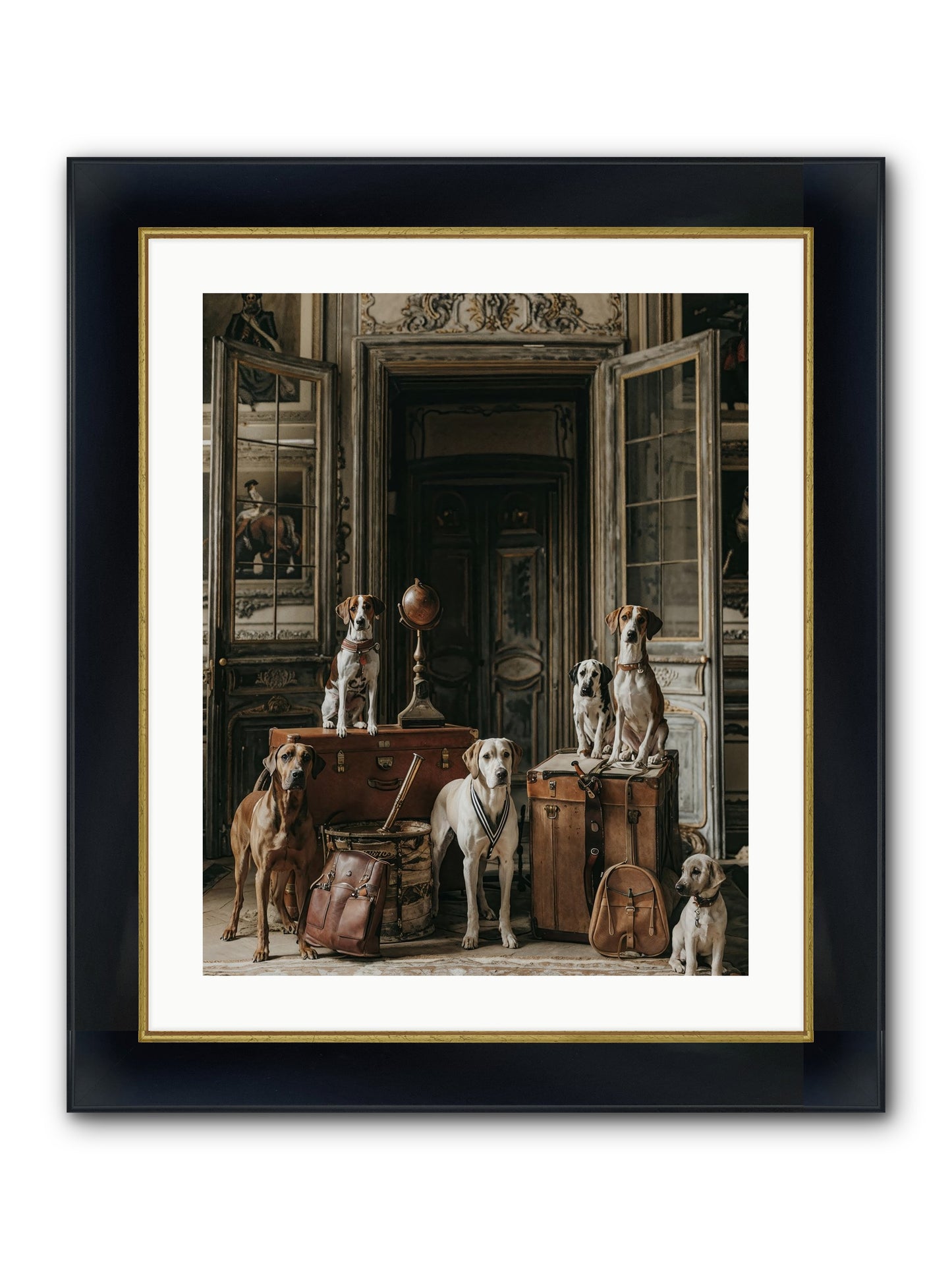 Grand Gathering Of Gentle Mutts Framed Print - Wide Black w/Gold 20x25