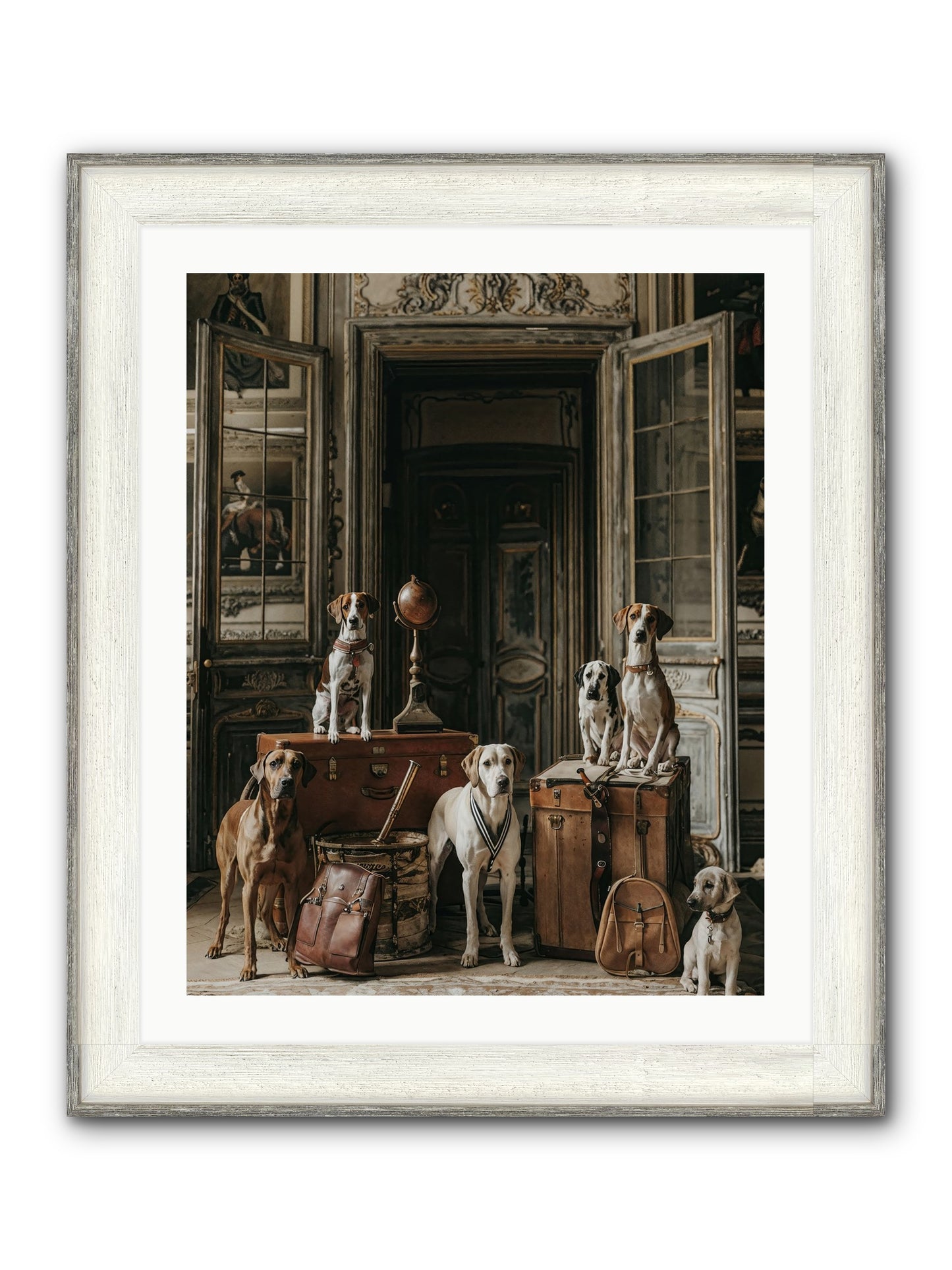 Grand Gathering Of Gentle Mutts Framed Print - Driftwood White 24x30
