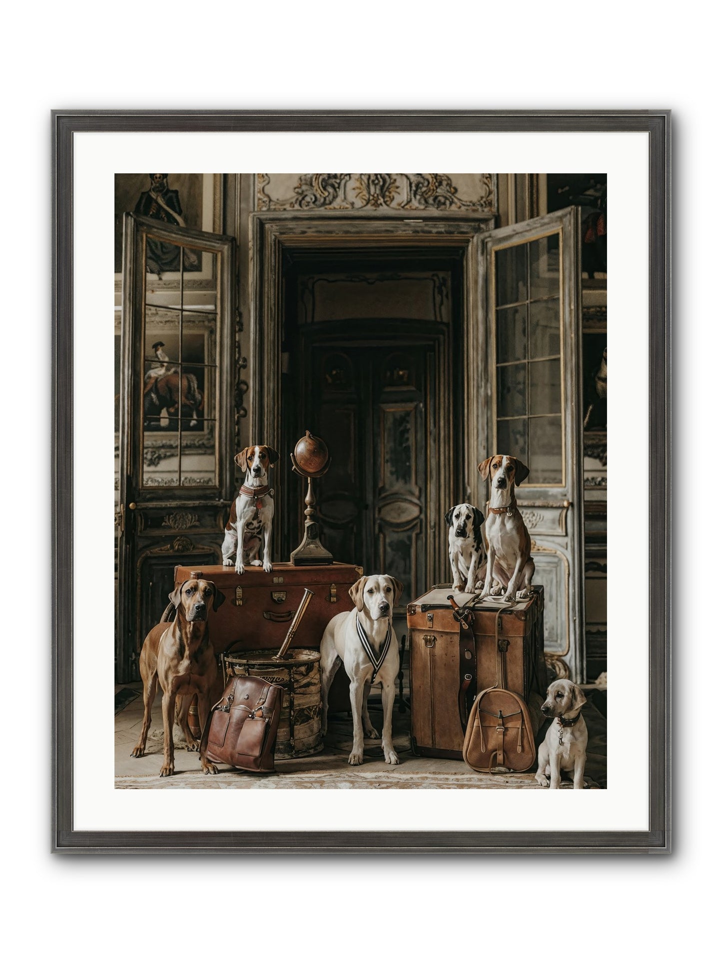 Grand Gathering Of Gentle Mutts Framed Print - Slimwoods Black/Silver 24x30