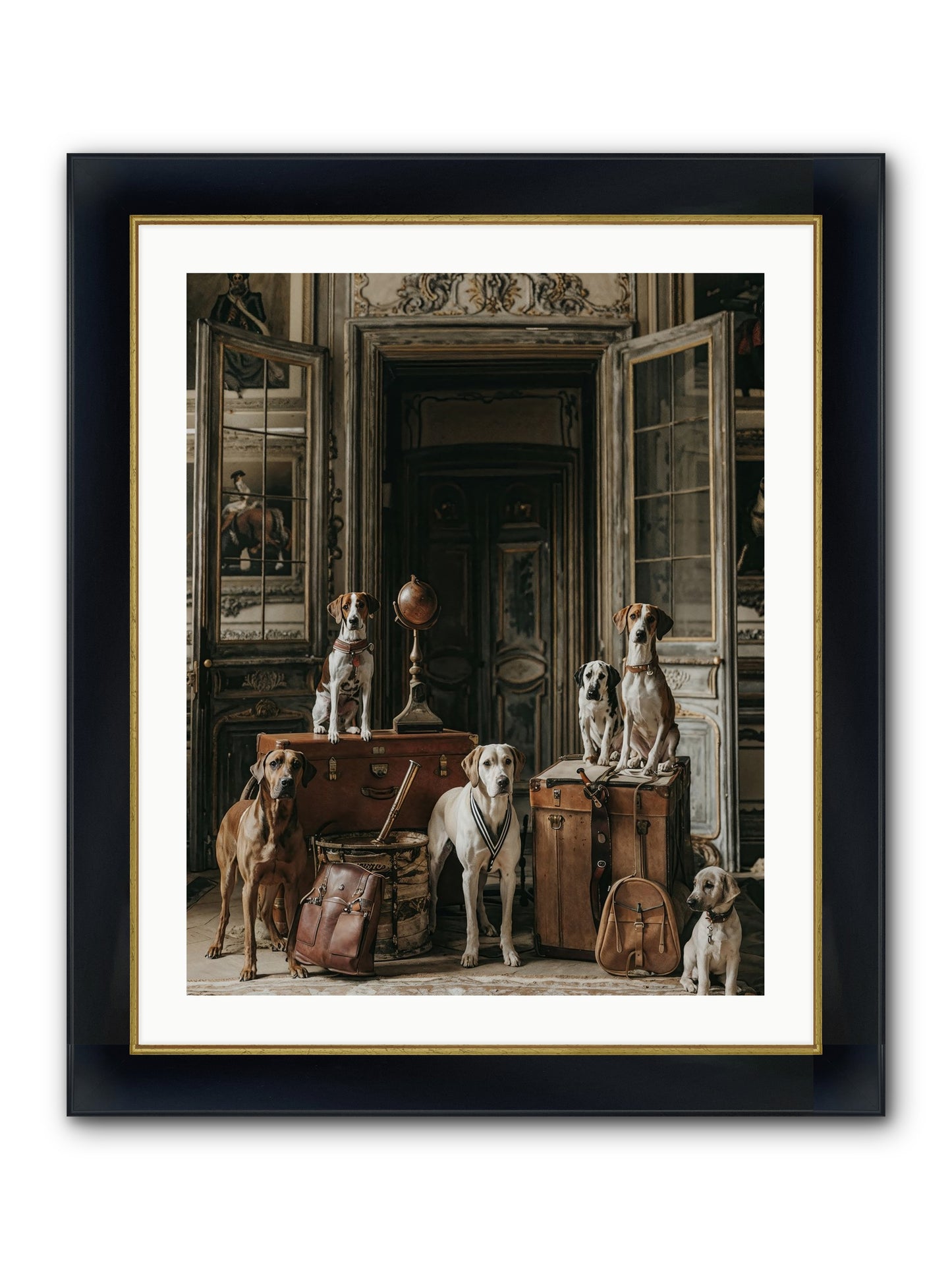 Grand Gathering Of Gentle Mutts Framed Print - Wide Black w/Gold 24x30