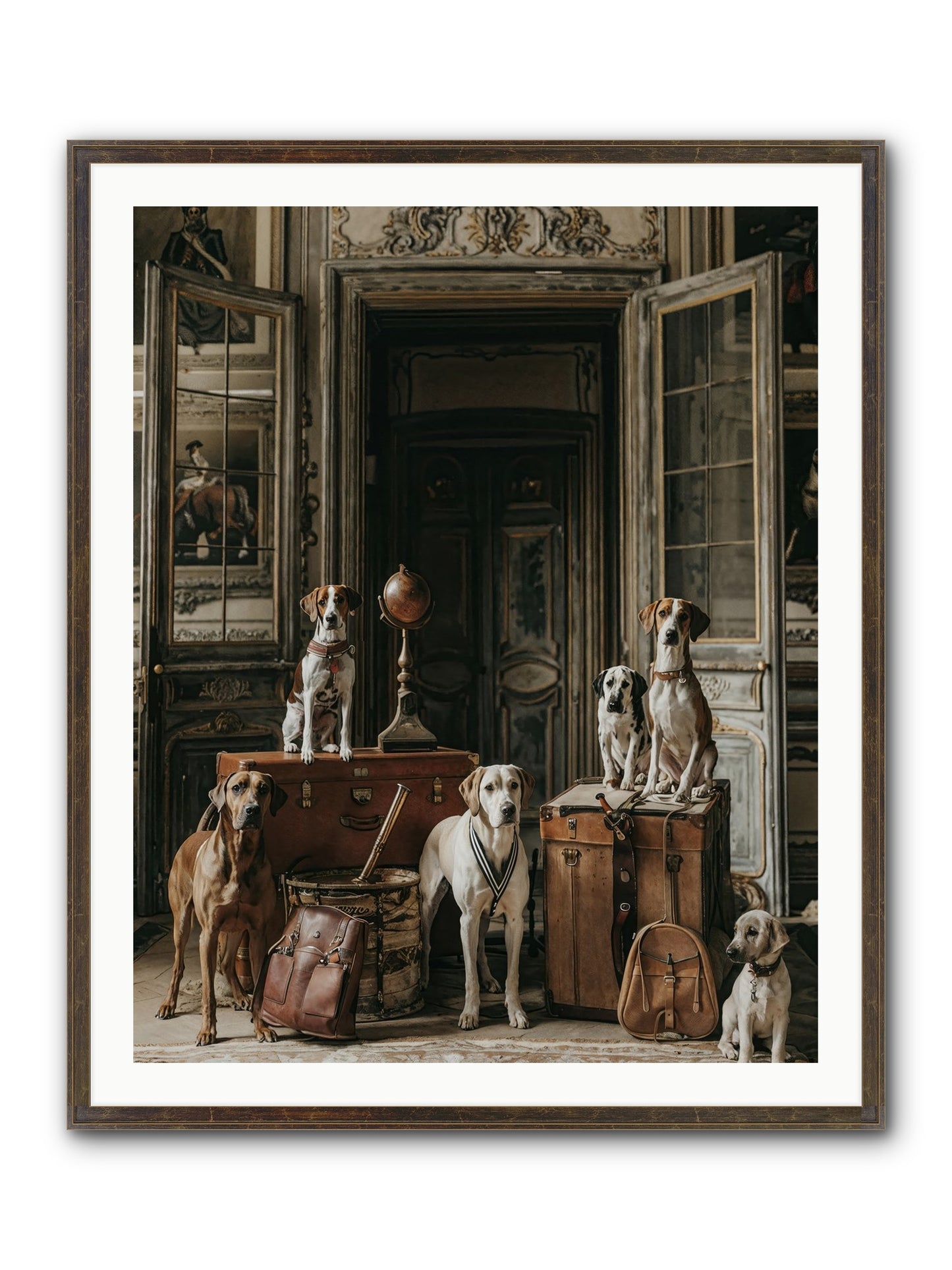 Grand Gathering Of Gentle Mutts Framed Print - Slimwoods Black/Gold 32x40