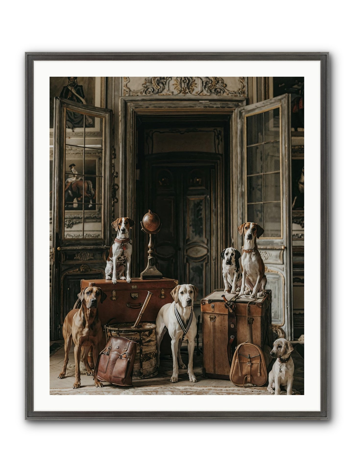 Grand Gathering Of Gentle Mutts Framed Print - Slimwoods Black/Silver 32x40