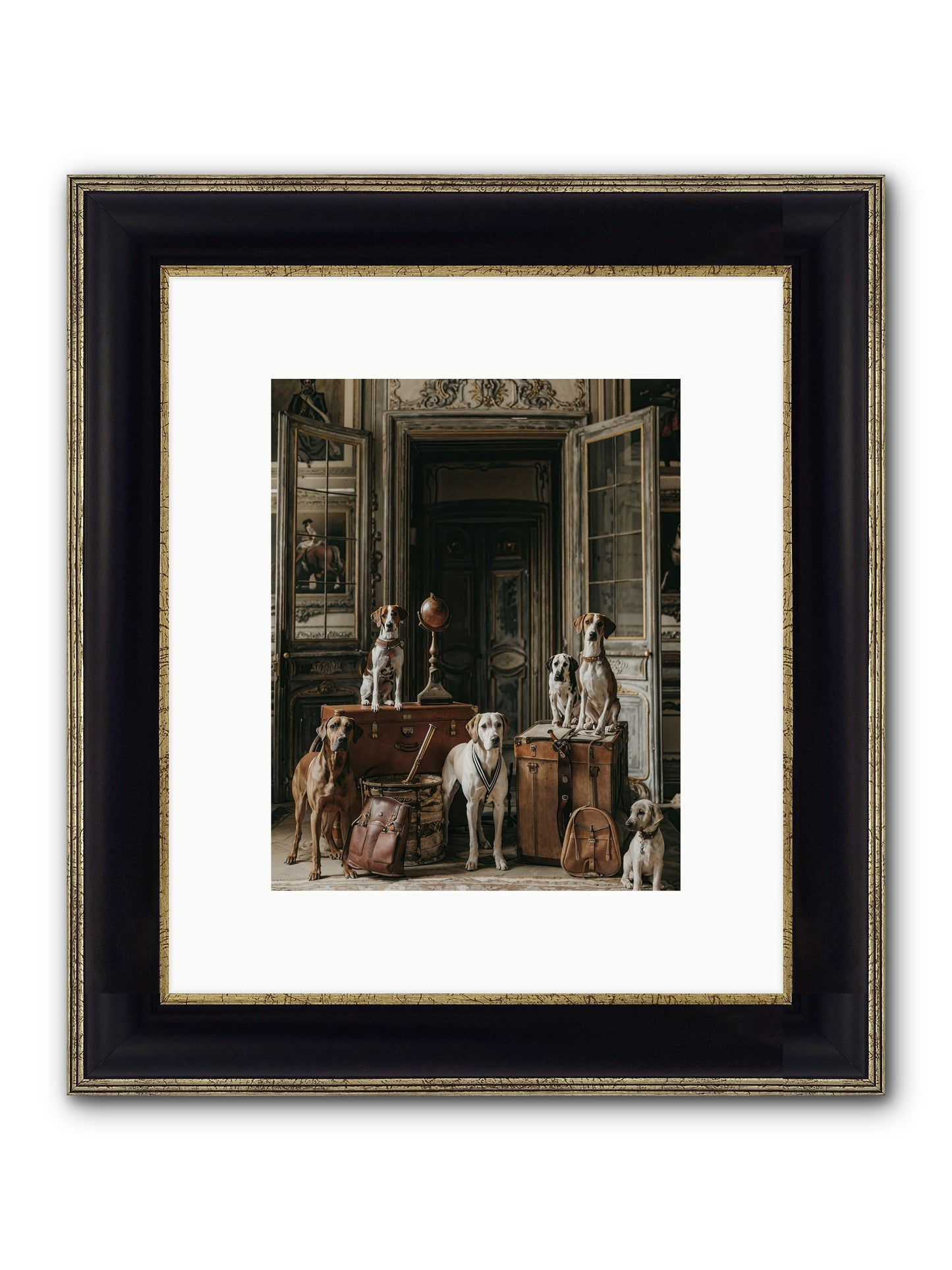 Grand Gathering Of Gentle Mutts Framed Print - Black & Gold 8x10