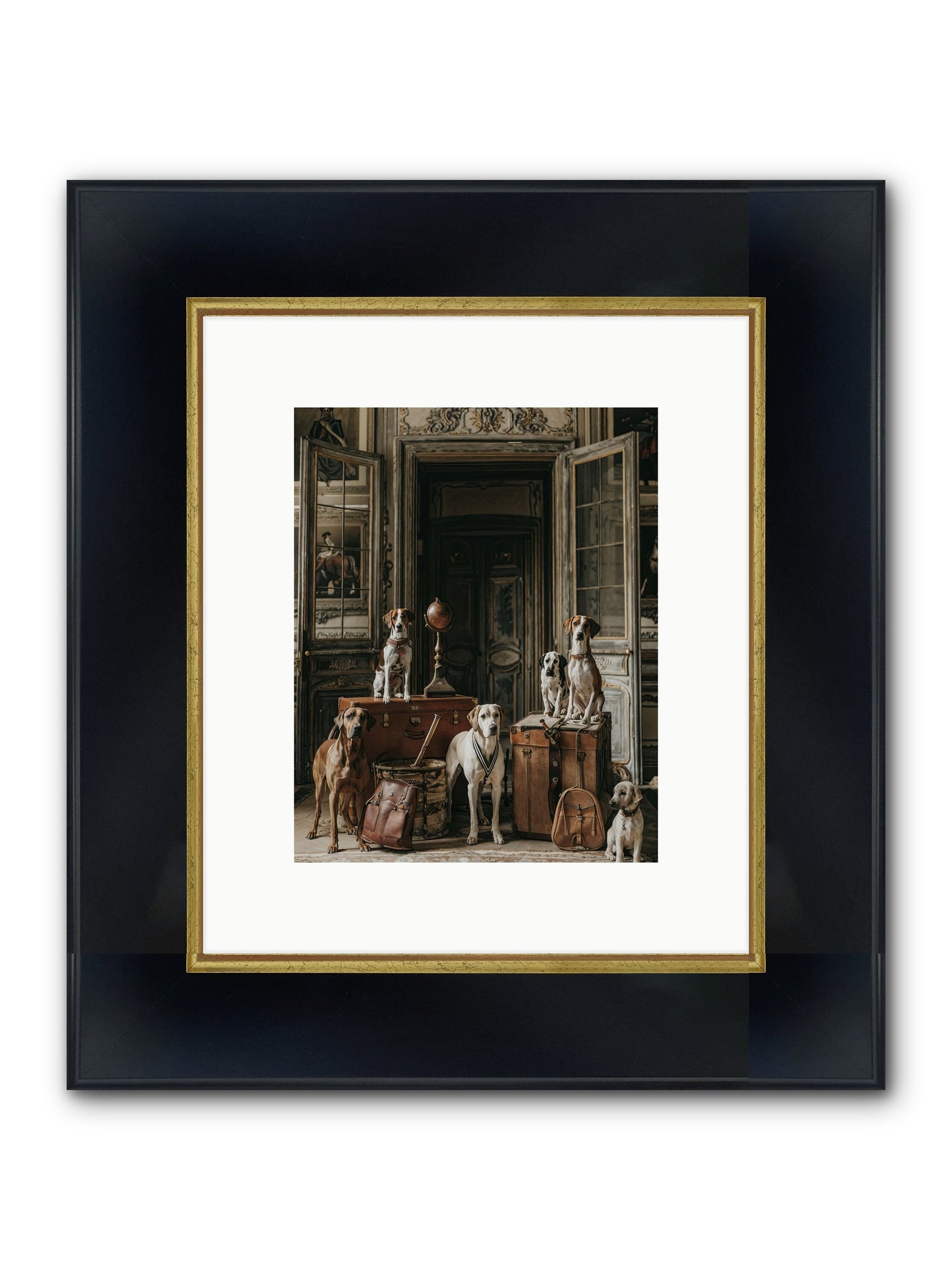 Grand Gathering Of Gentle Mutts Framed Print - Wide Black w/Gold 8x10