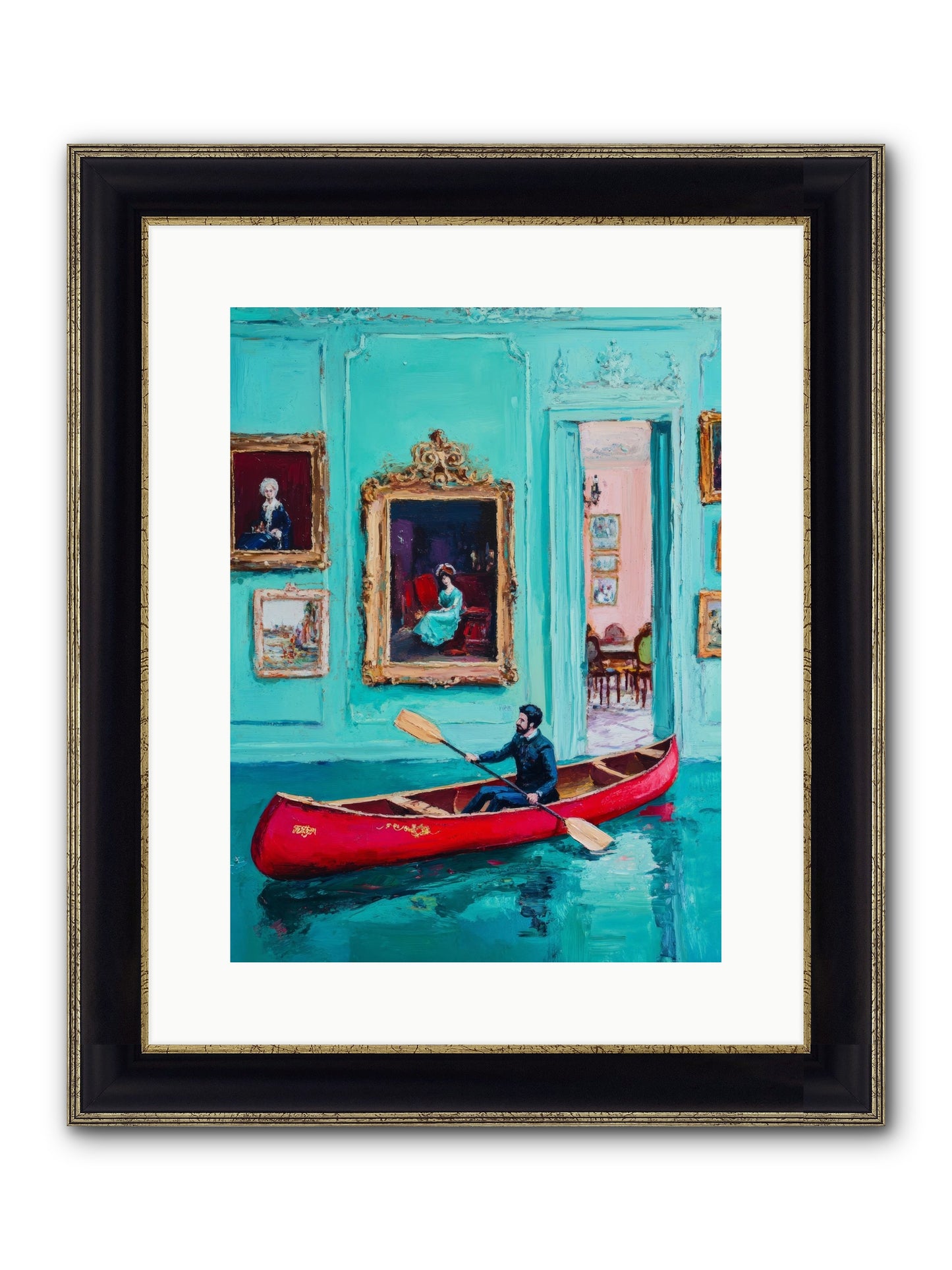 Grand Salon River Society Framed Print - Black & Gold 12x16