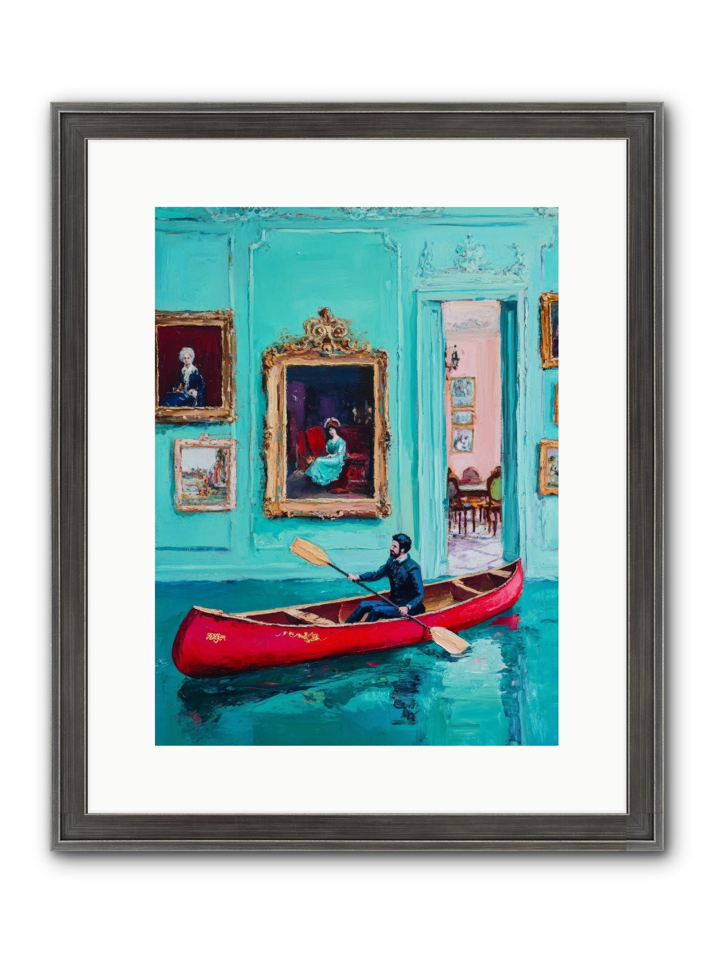 Grand Salon River Society Framed Print - Slimwoods Black/Silver 12x16