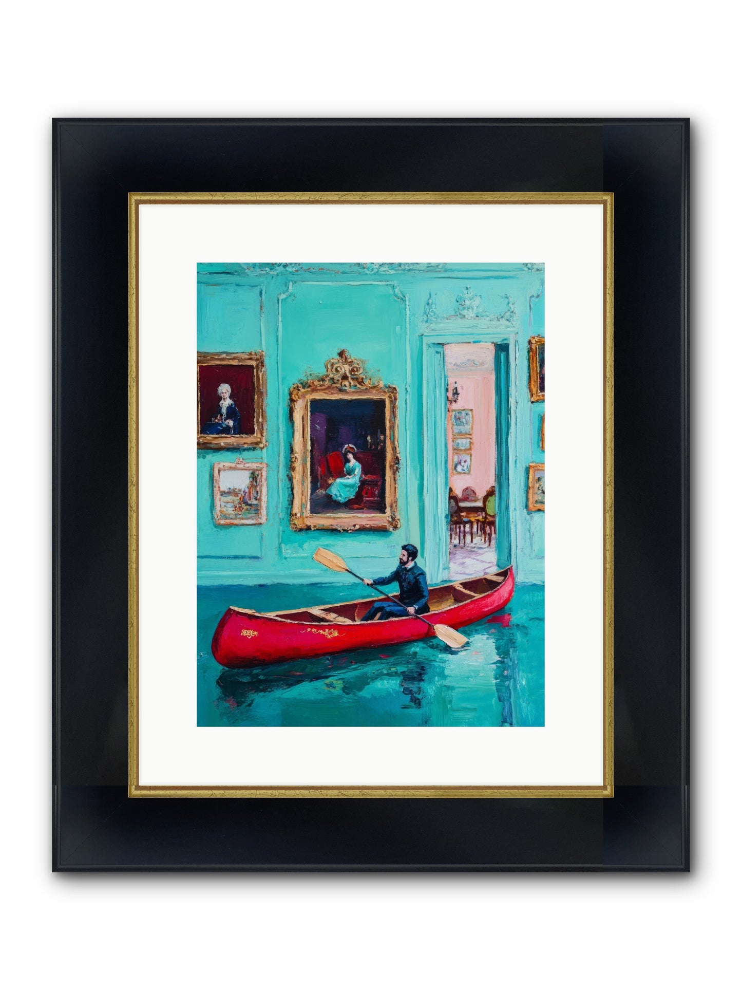 Grand Salon River Society Framed Print - Wide Black w/Gold 12x16
