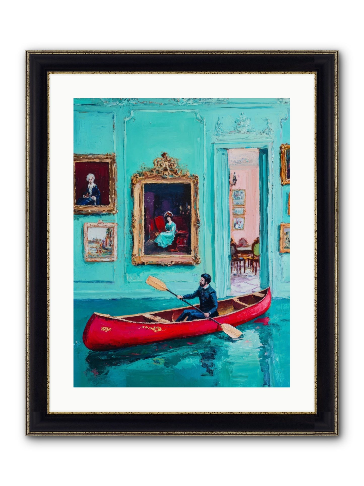 Grand Salon River Society Framed Print - Black & Gold 18x24