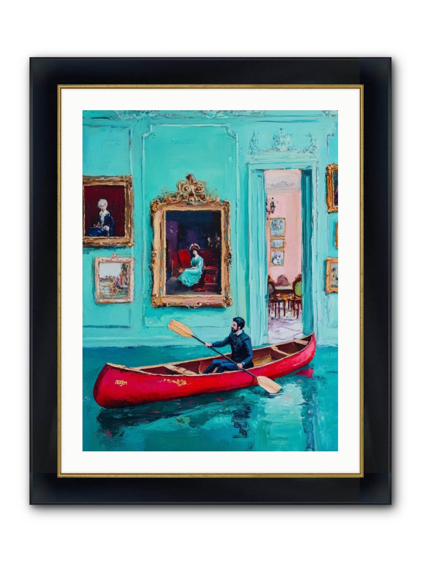 Grand Salon River Society Framed Print - Wide Black w/Gold 24x32