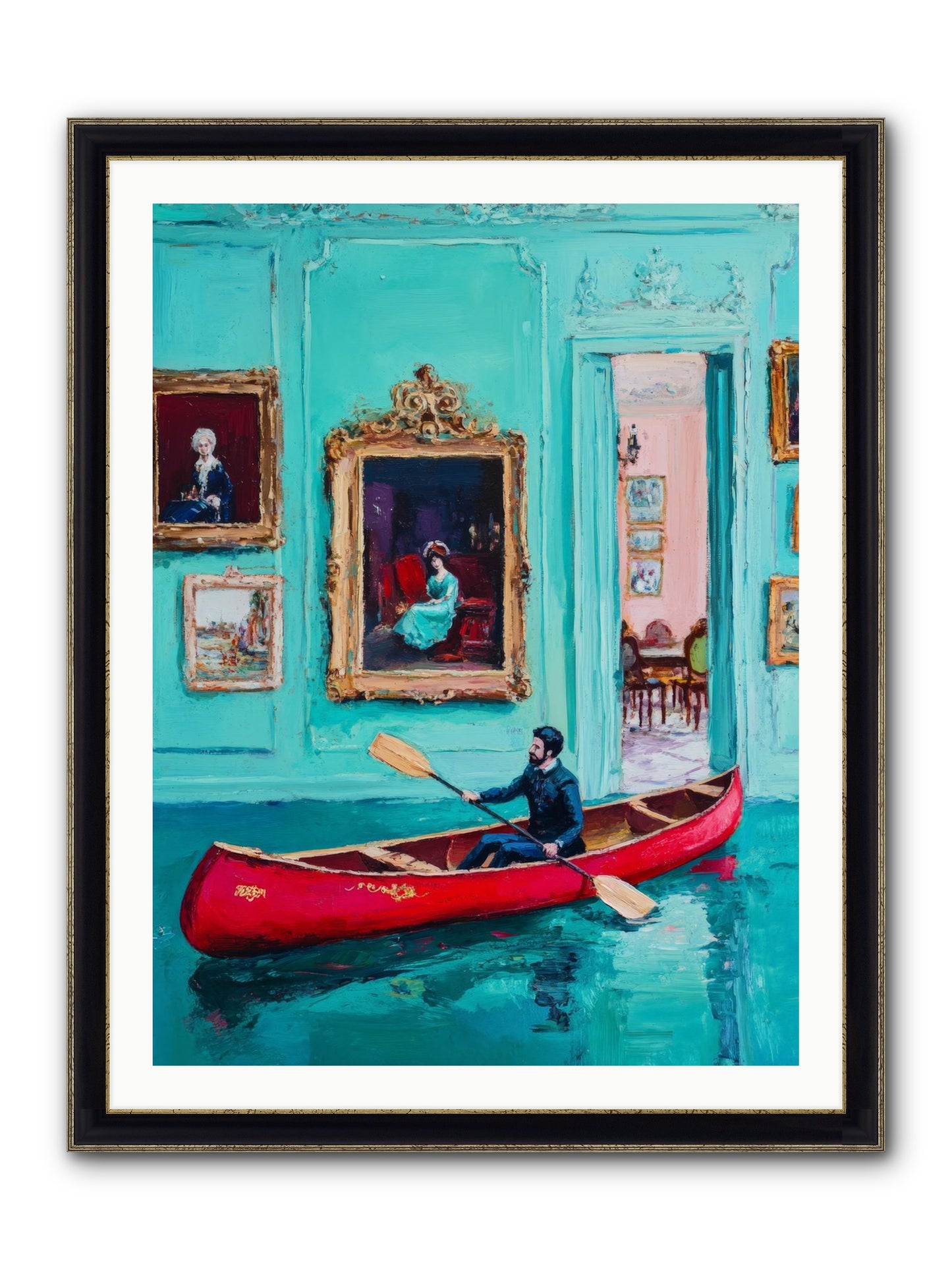 Grand Salon River Society Framed Print - Black & Gold 30x40