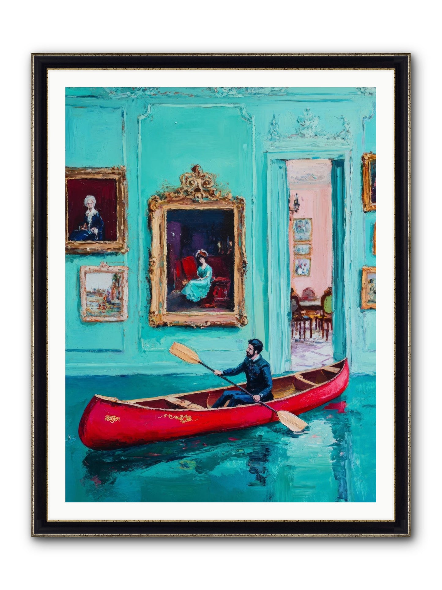 Grand Salon River Society Framed Print - Black & Gold 36x48