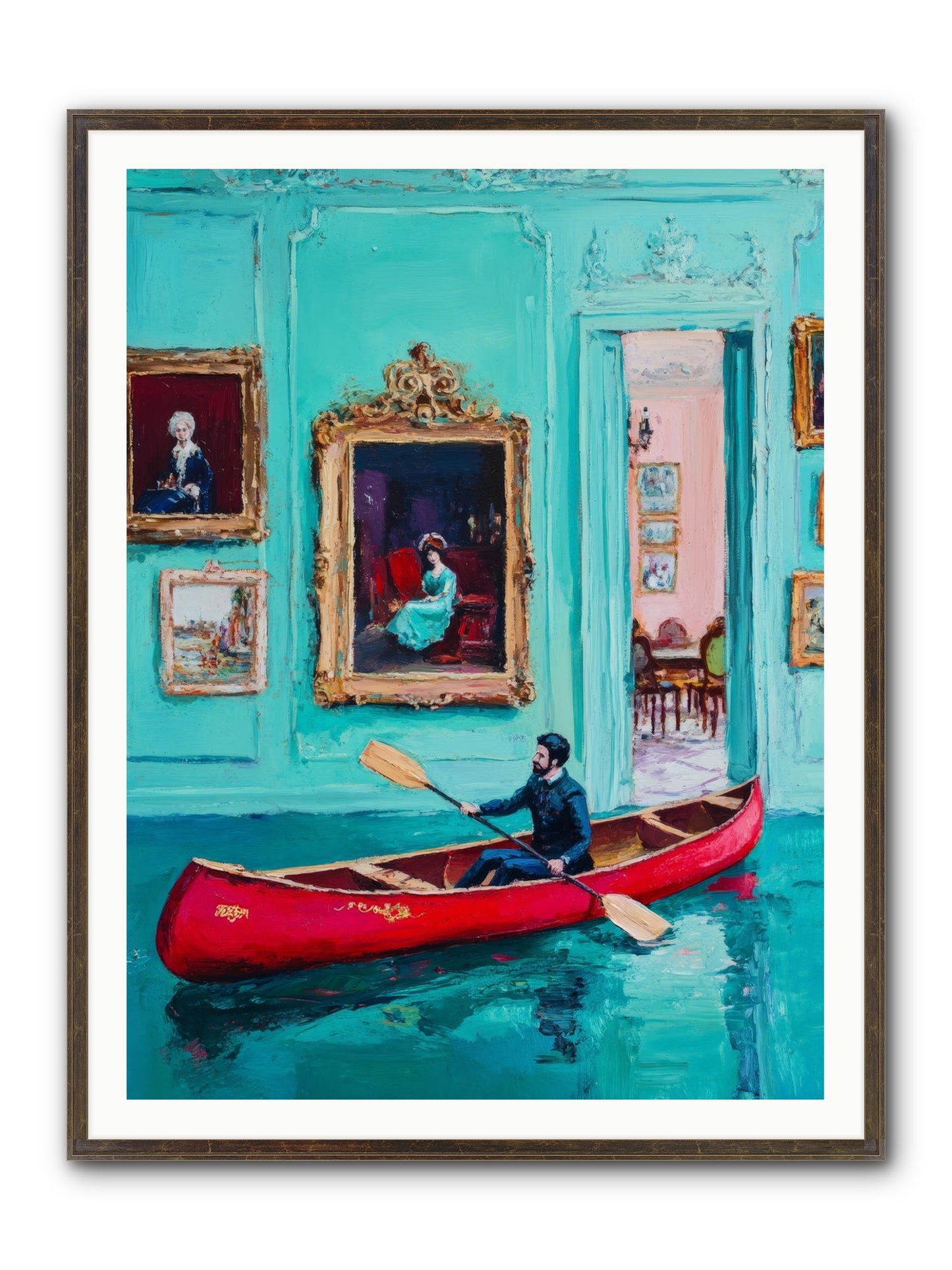 Grand Salon River Society Framed Print - Slimwoods Black/Gold 36x48