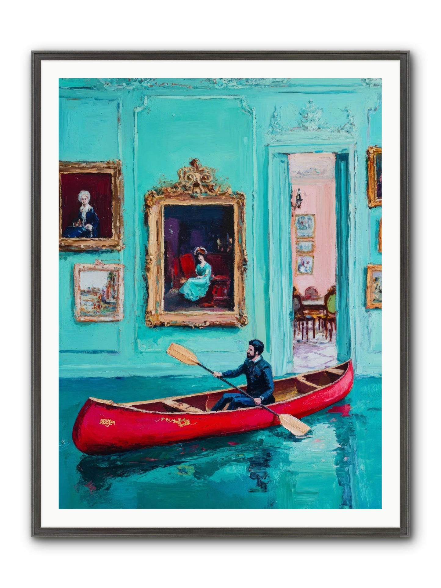 Grand Salon River Society Framed Print - Slimwoods Black/Silver 36x48