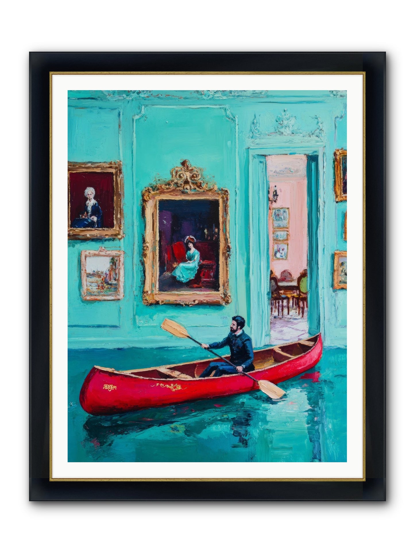Grand Salon River Society Framed Print - Wide Black w/Gold 36x48