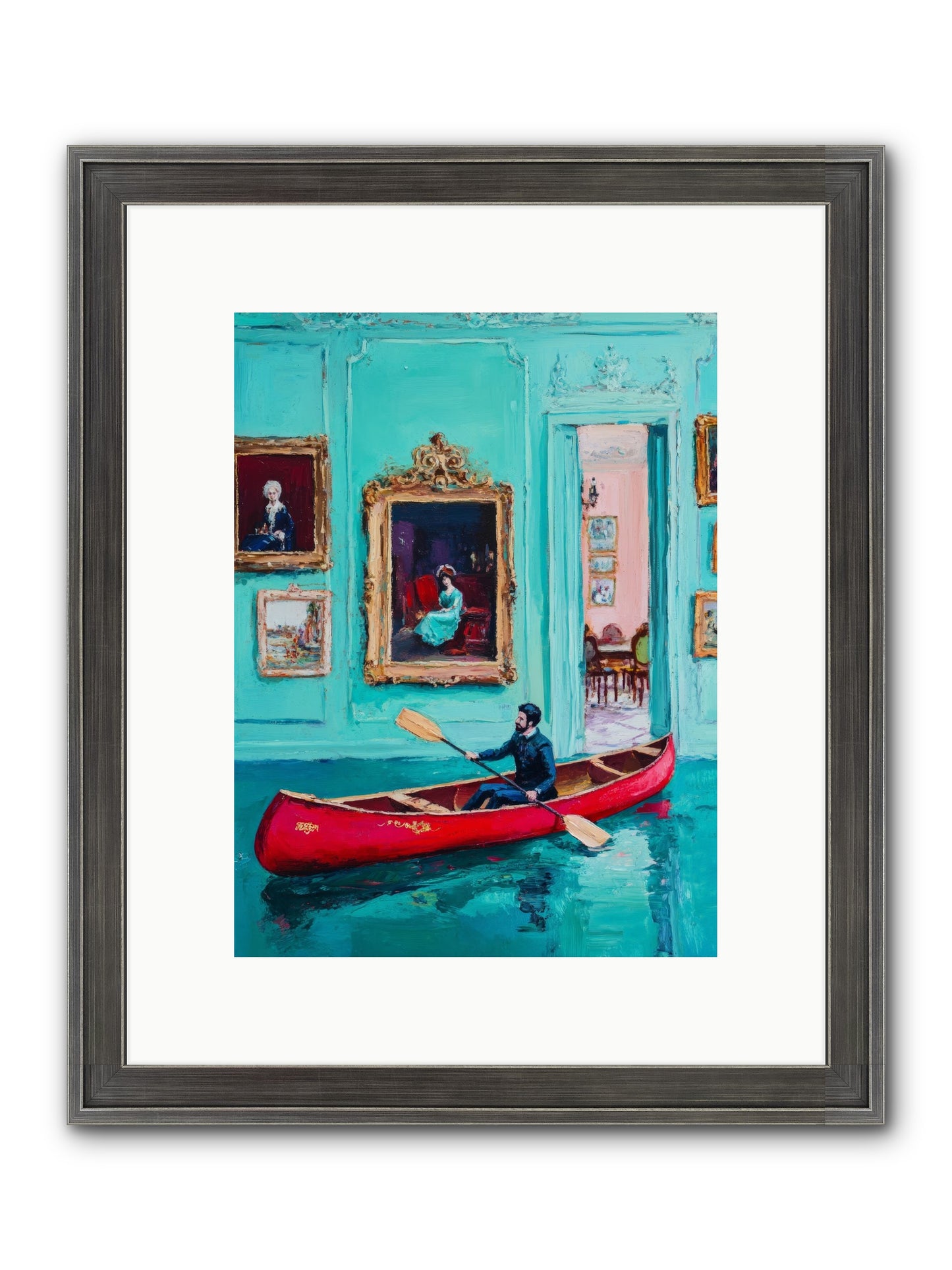 Grand Salon River Society Framed Print - Slimwoods Black/Silver 9x12