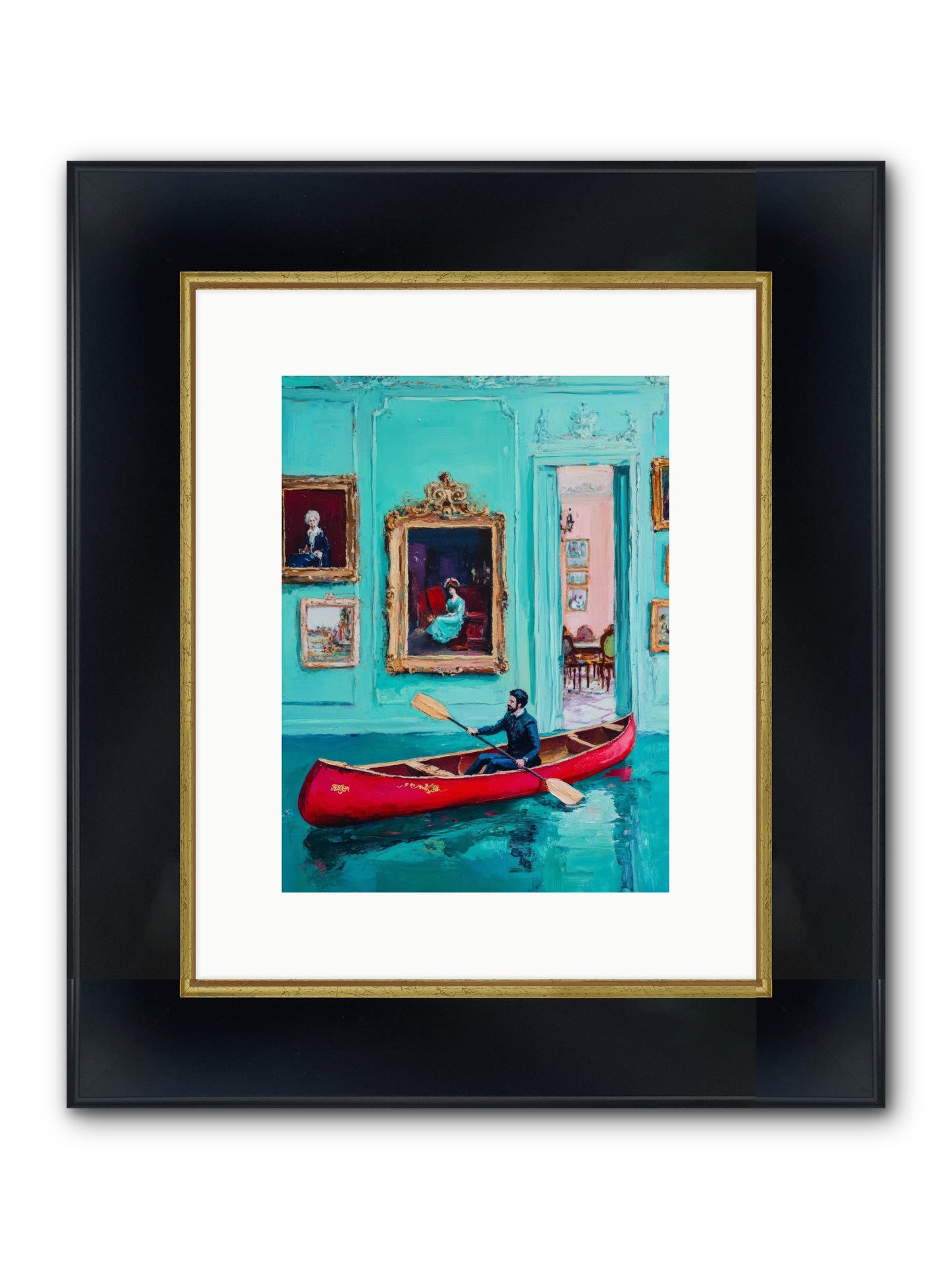 Grand Salon River Society Framed Print - Wide Black w/Gold 9x12