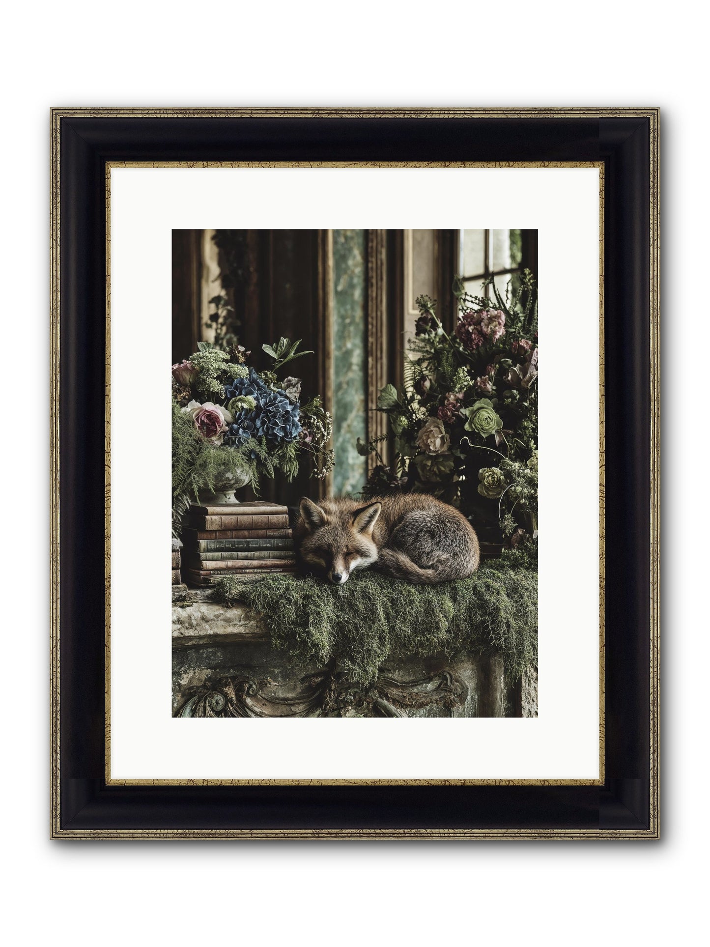 Grasshopper Framed Print - Black & Gold 12x16