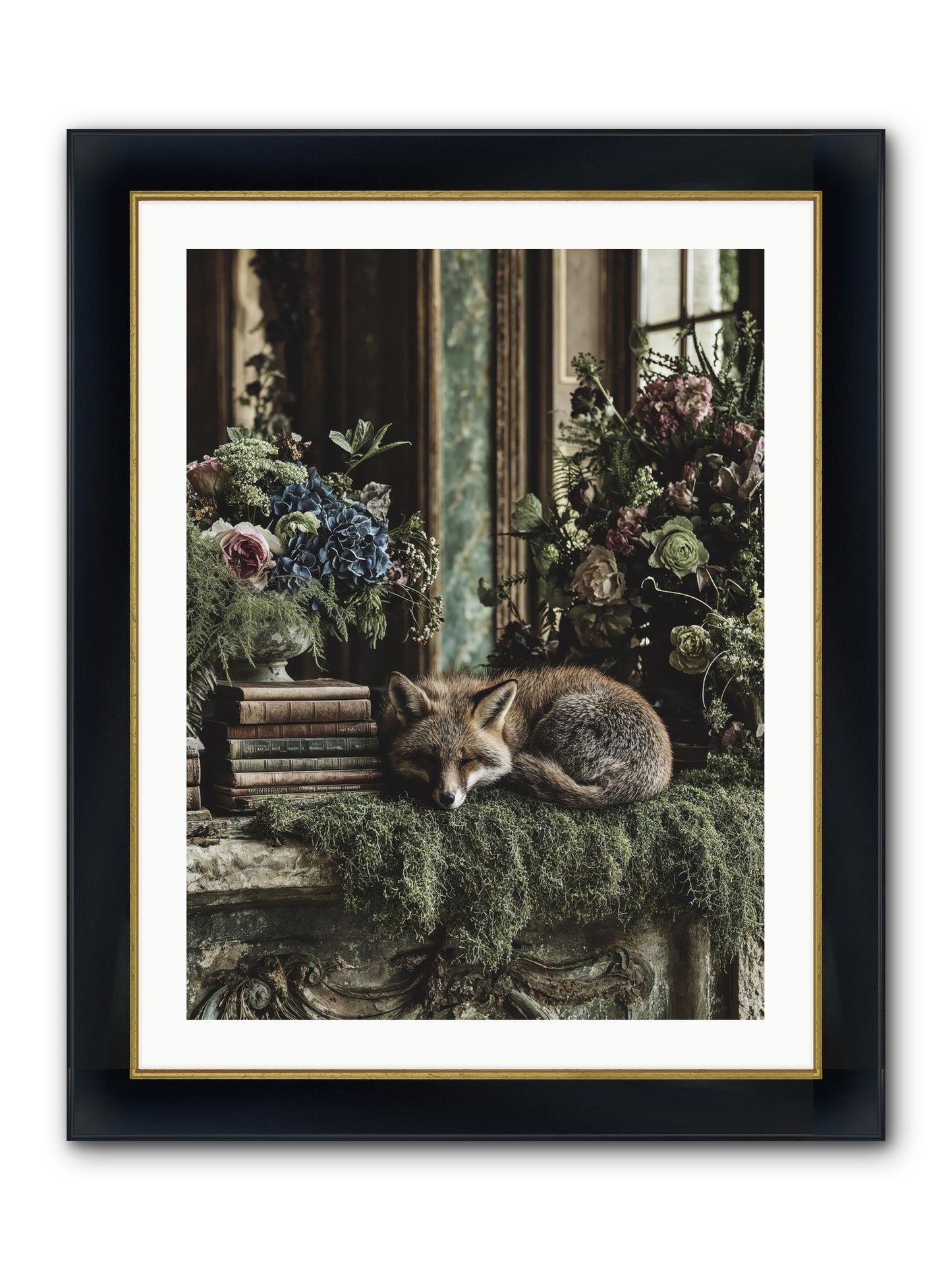 Grasshopper Framed Print - Wide Black w/Gold 24x32