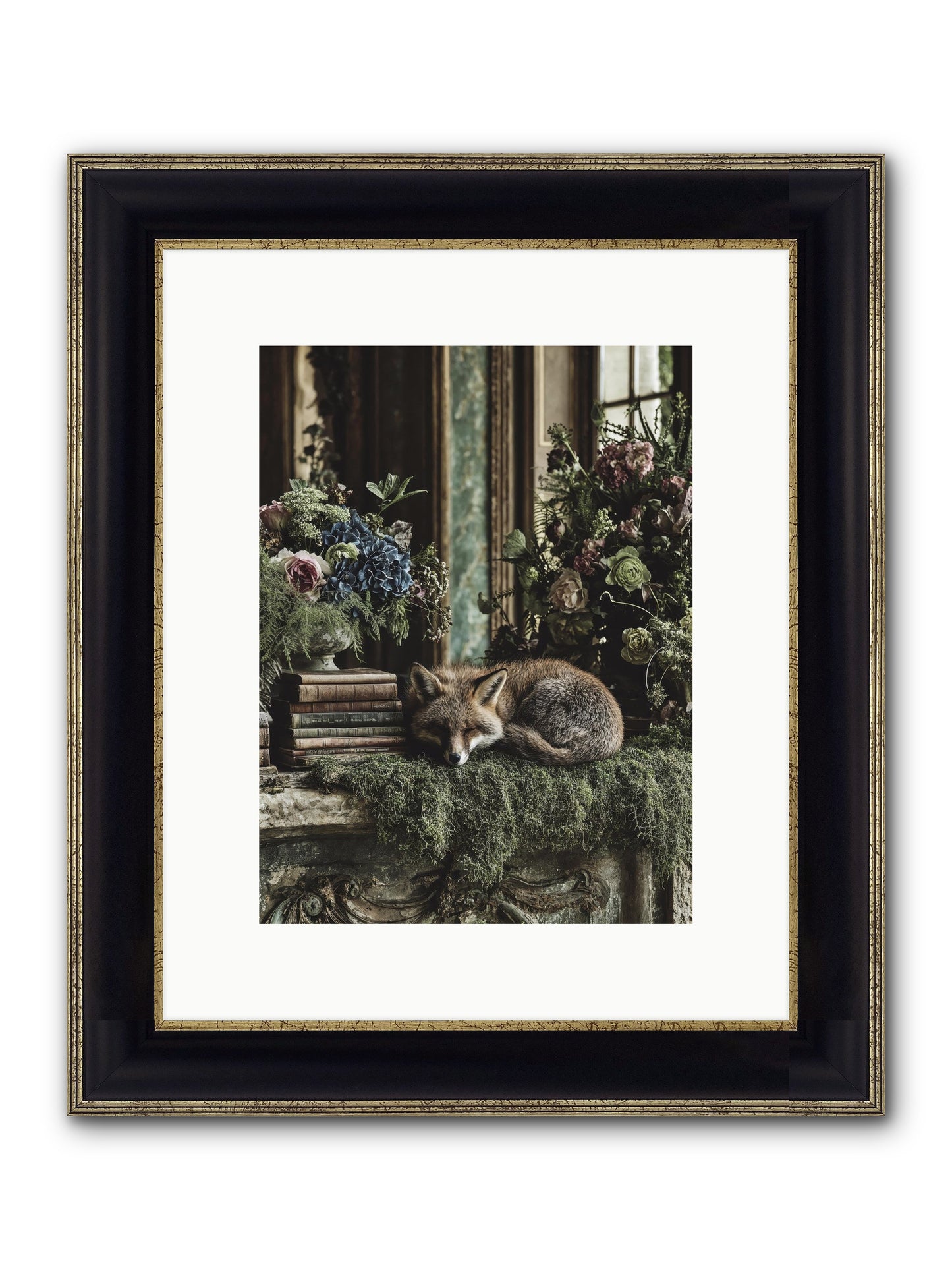 Grasshopper Framed Print - Black & Gold 9x12