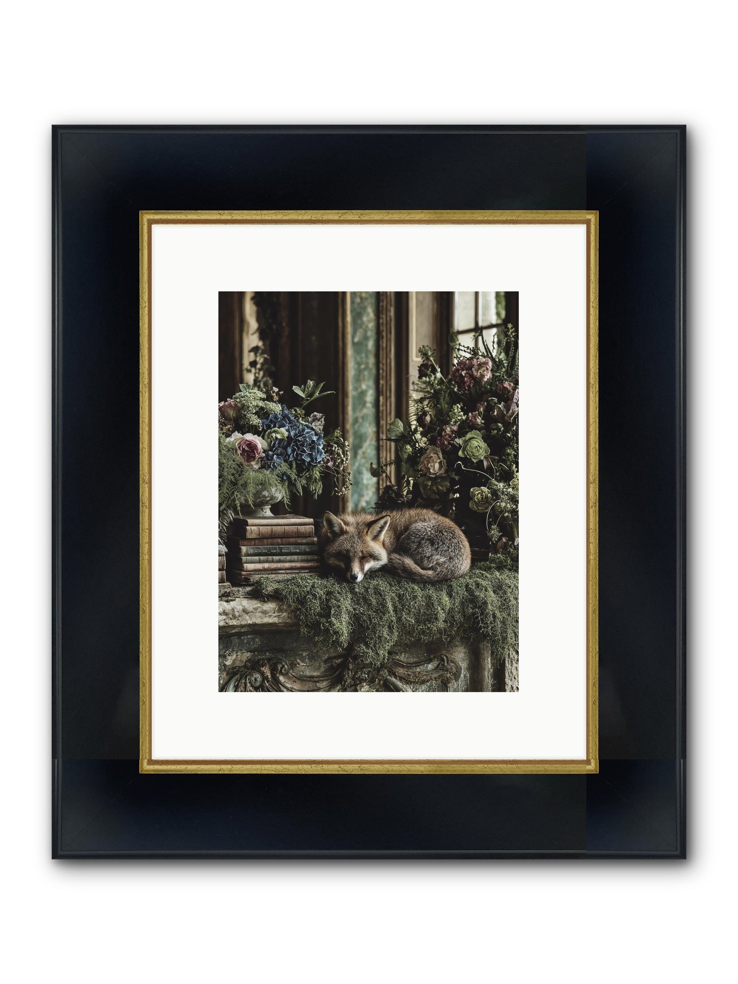Grasshopper Framed Print - Wide Black w/Gold 9x12