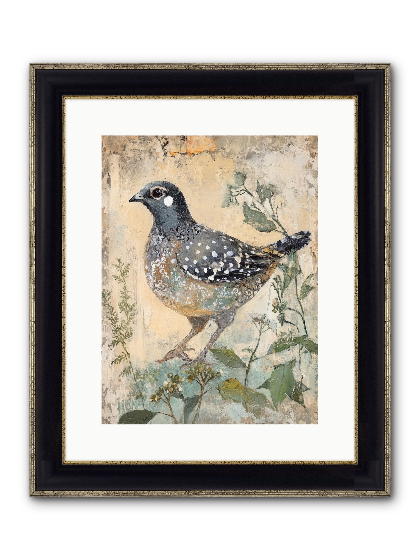 Grassland Jewel Framed Print - Black & Gold 12x16