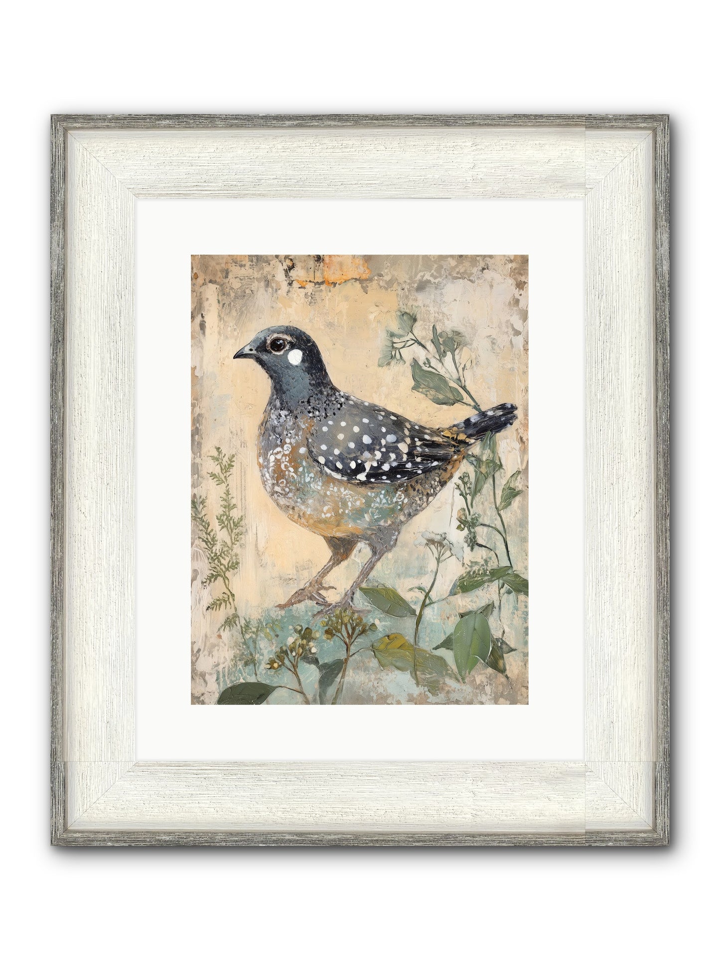 Grassland Jewel Framed Print - Driftwood White 12x16