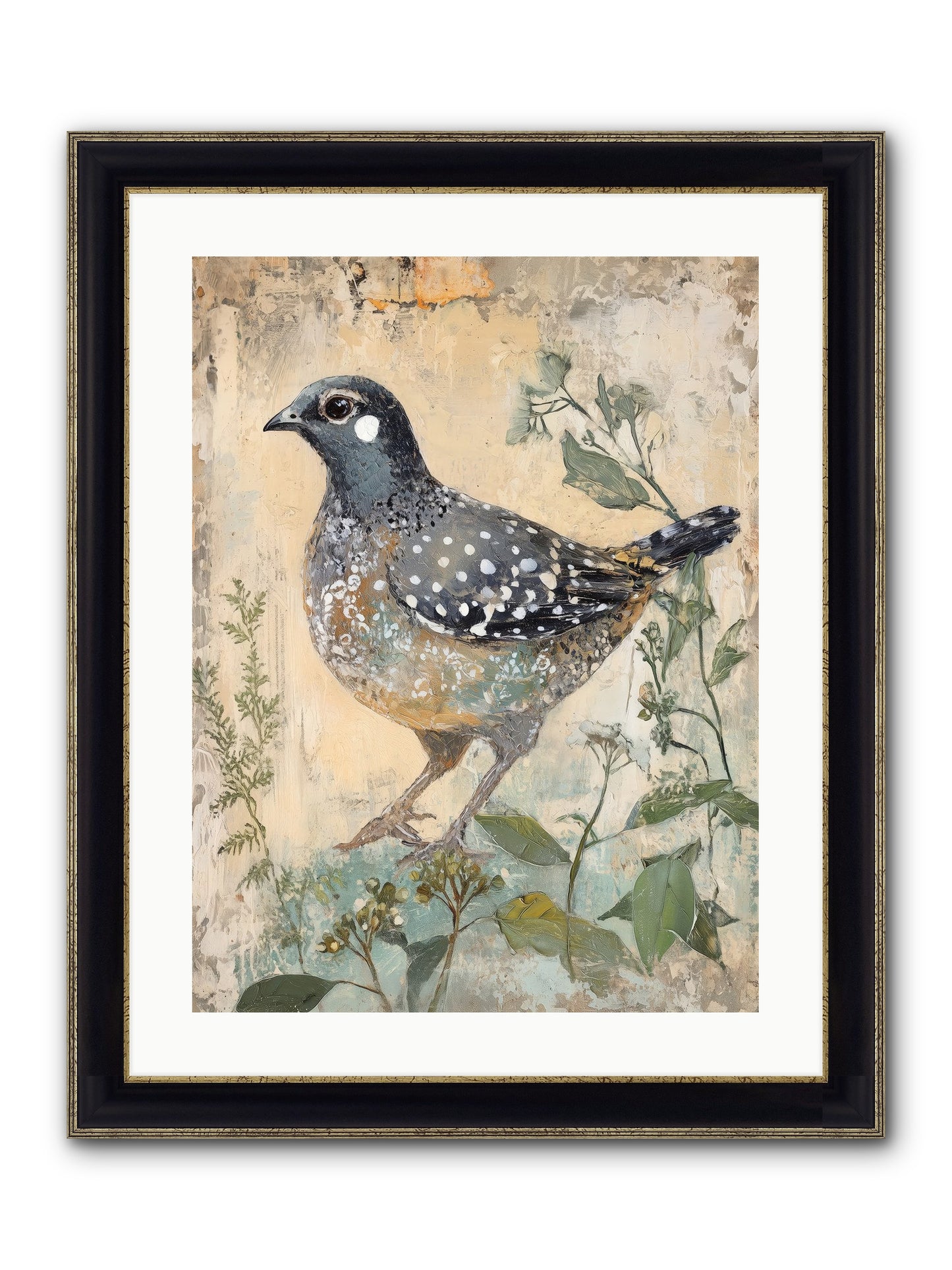 Grassland Jewel Framed Print - Black & Gold 18x24