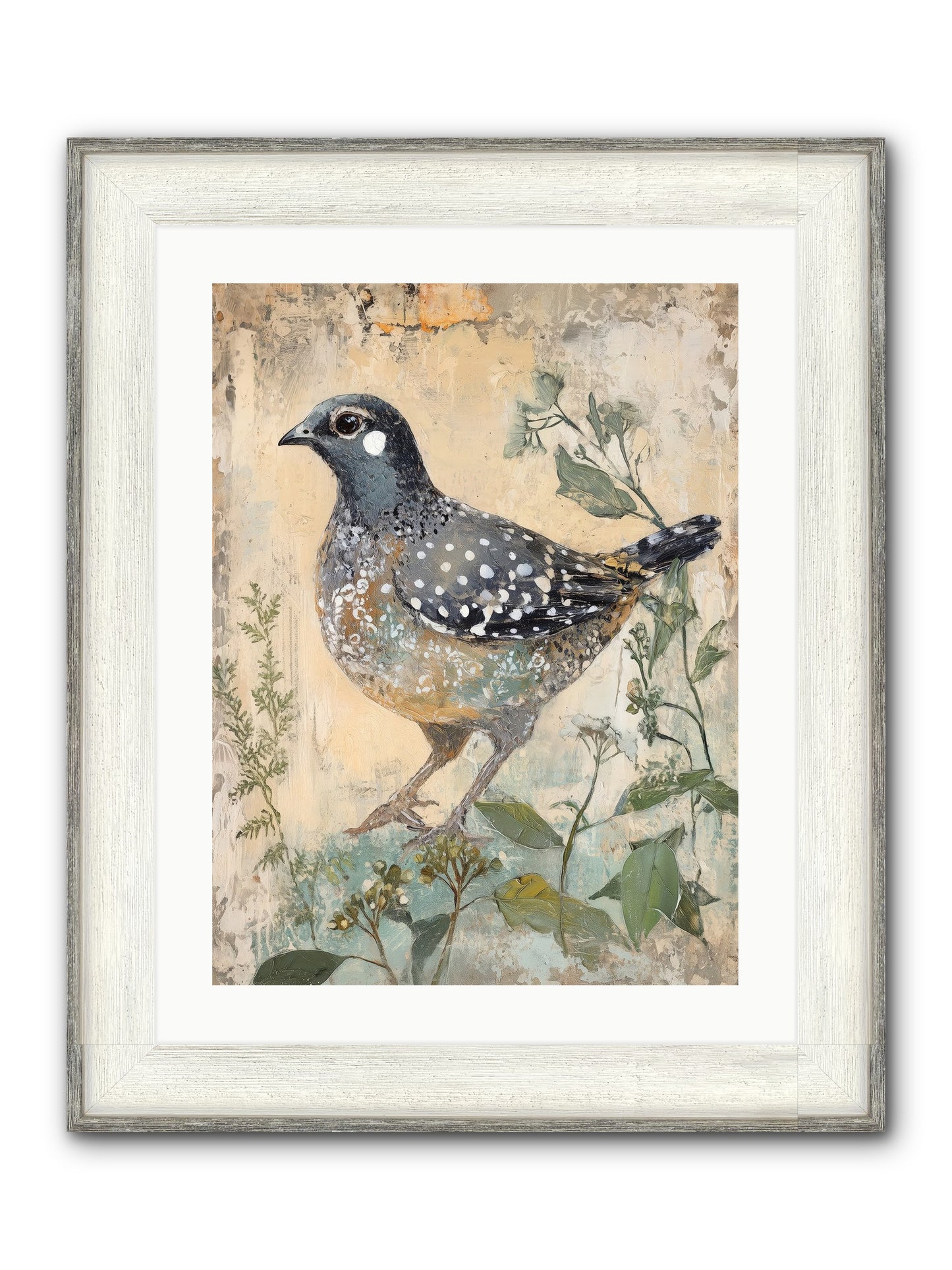 Grassland Jewel Framed Print - Driftwood White 18x24