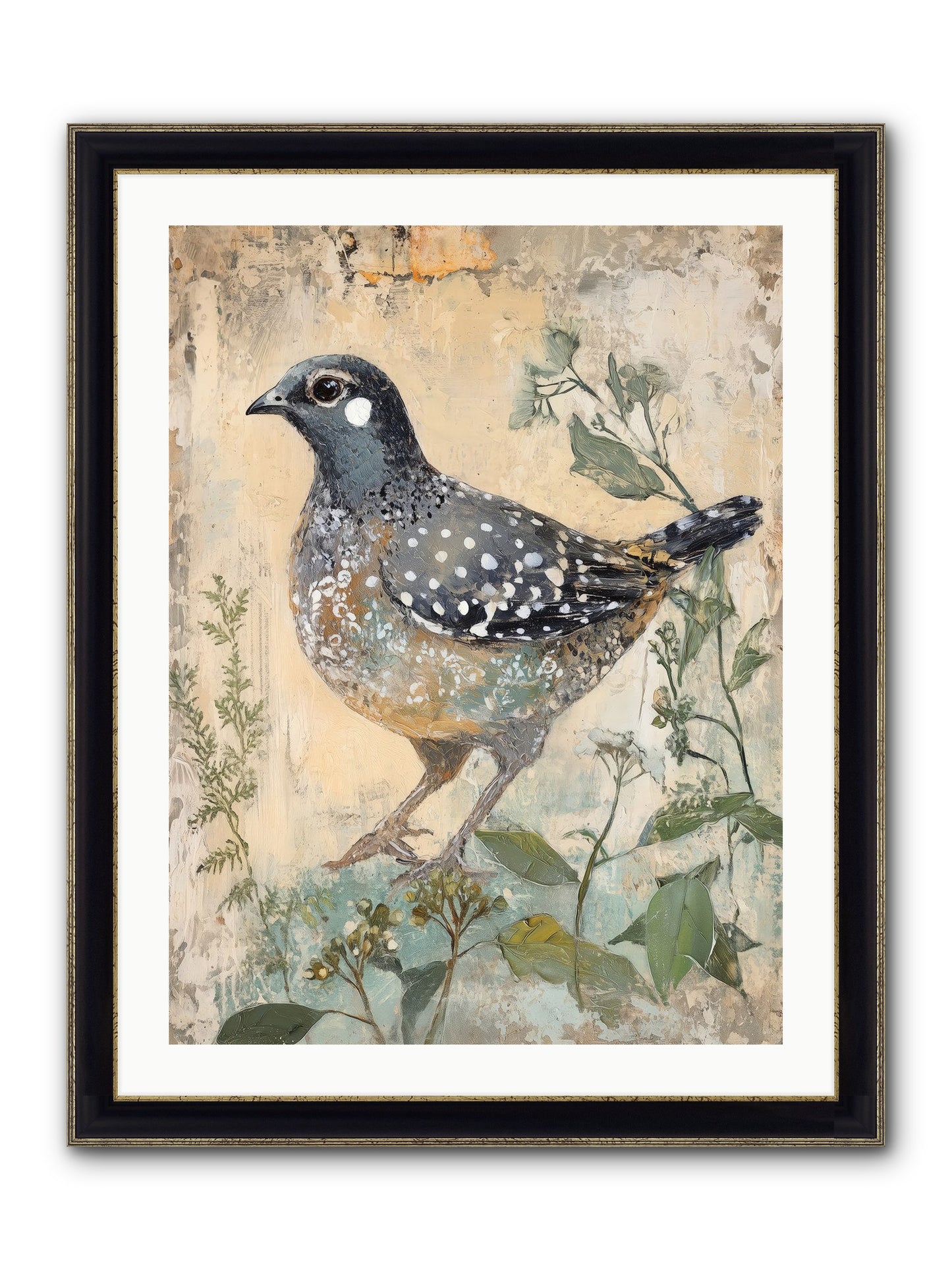 Grassland Jewel Framed Print - Black & Gold 24x32