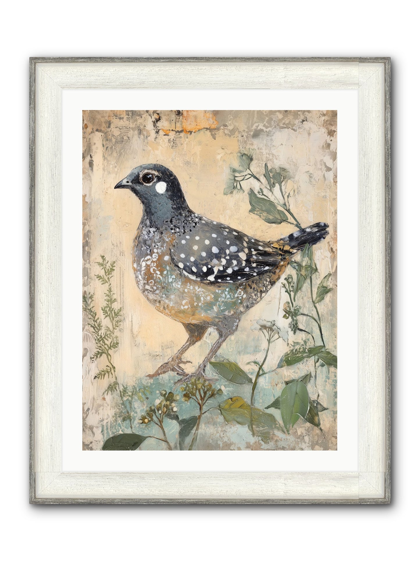 Grassland Jewel Framed Print - Driftwood White 24x32