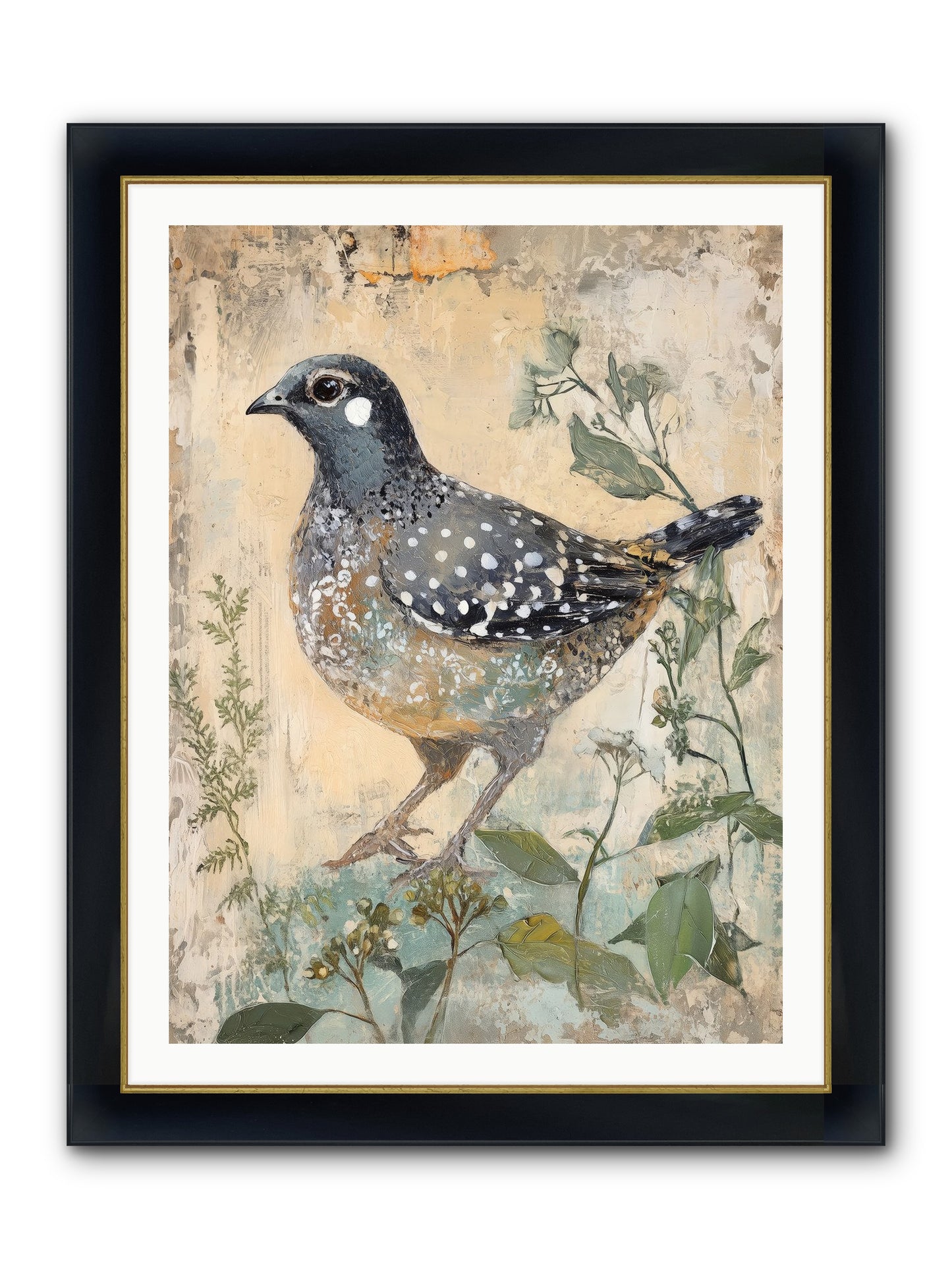 Grassland Jewel Framed Print - Wide Black w/Gold 30x40