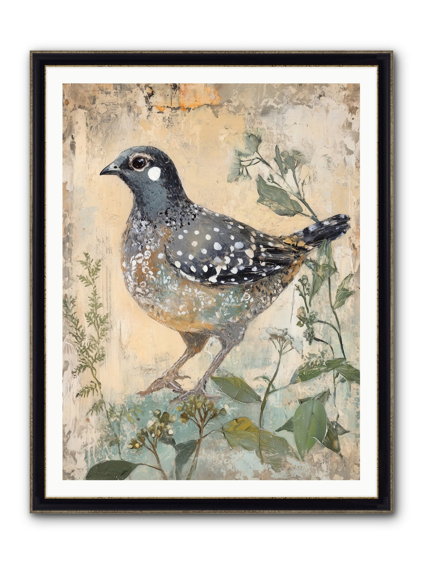 Grassland Jewel Framed Print - Black & Gold 36x48